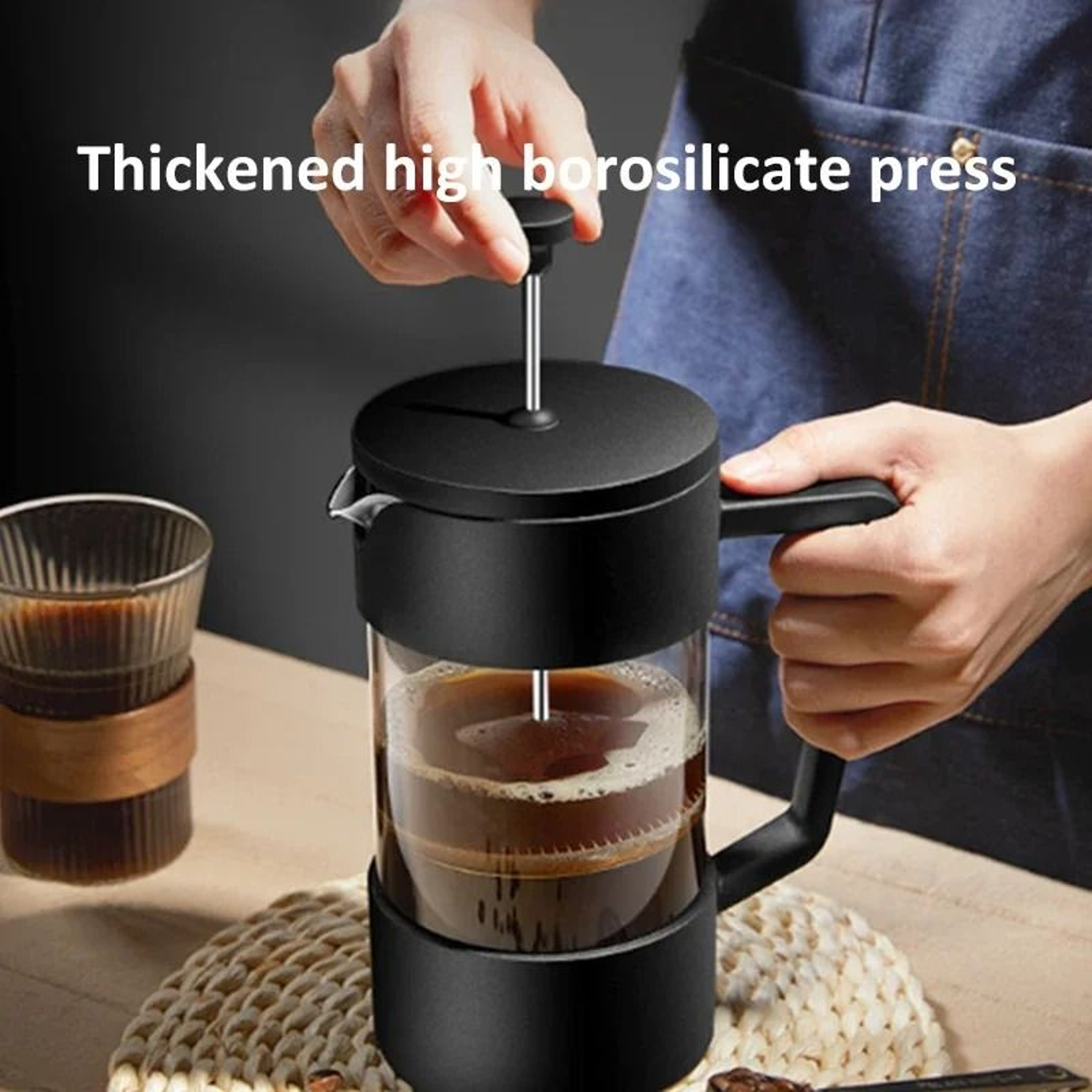 French Press Coffee Maker With Borosilicate Glass For Hot And Cold Brewing 1
