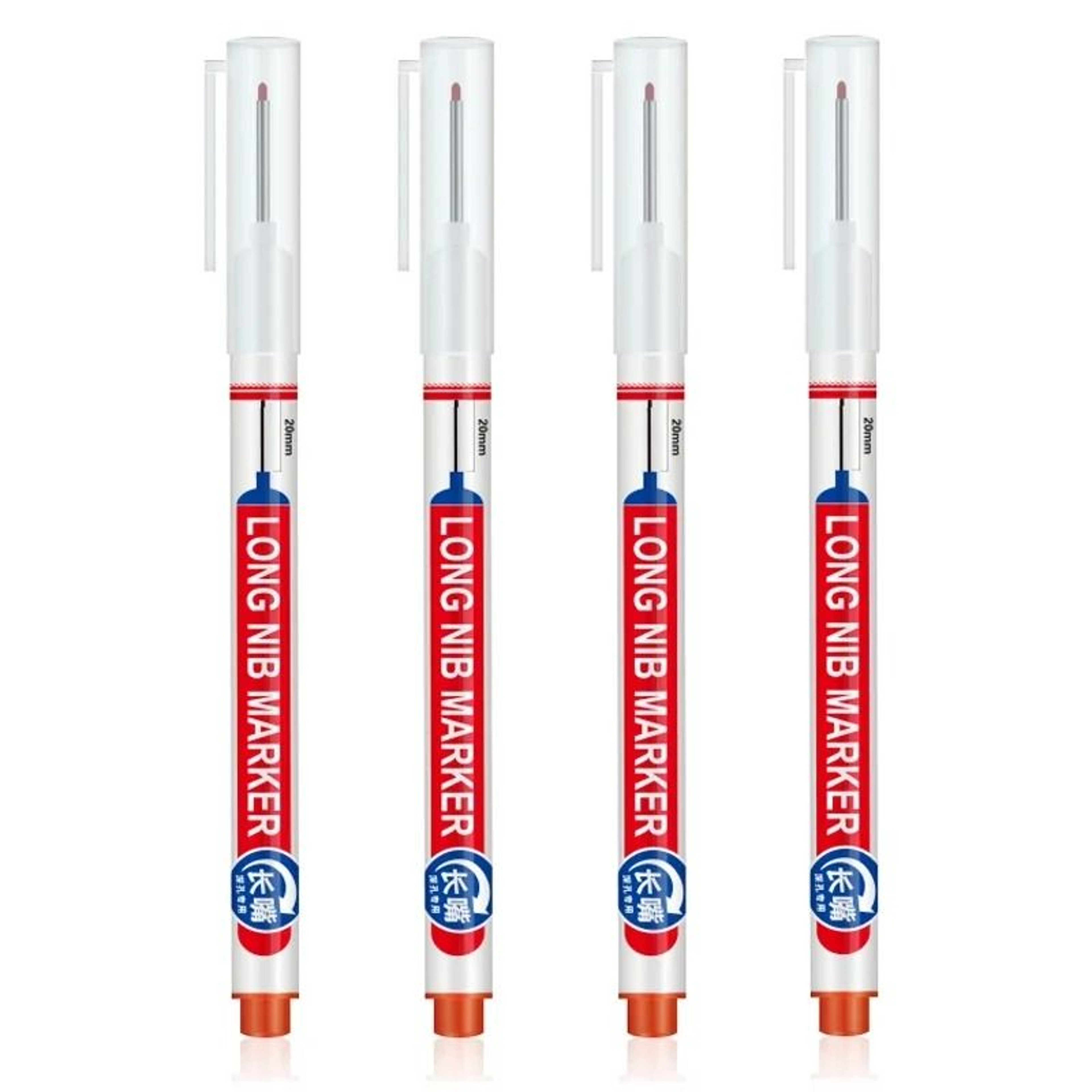 Deep Hole Long Nib Marking Pens For Metal Wood And Multi Surface DIY Use 4 Pack Waterproof Fine Tip 8