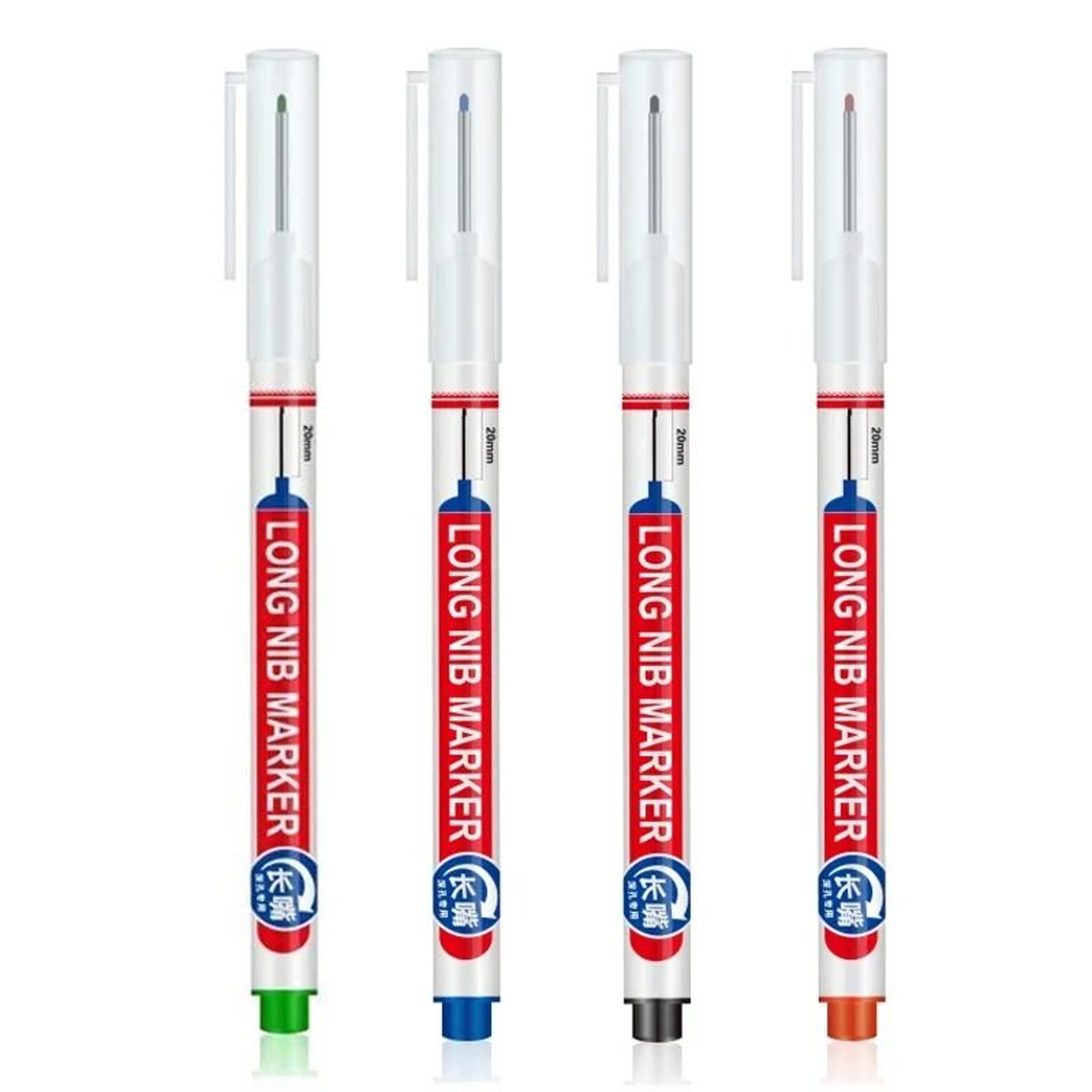 Deep Hole Long Nib Marking Pens For Metal Wood And Multi Surface DIY Use 4 Pack Waterproof Fine Tip 14