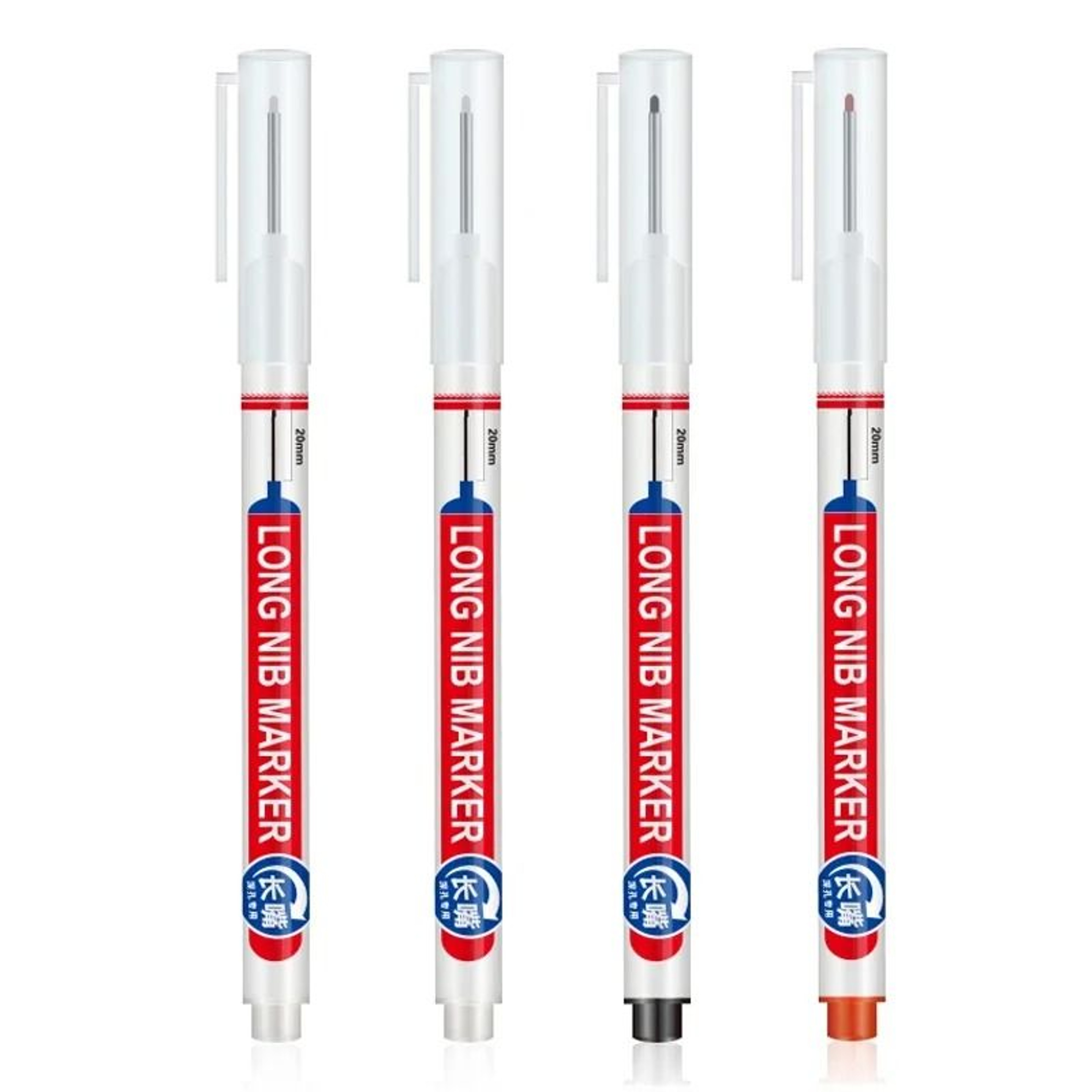 Deep Hole Long Nib Marking Pens For Metal Wood And Multi Surface DIY Use 4 Pack Waterproof Fine Tip 23