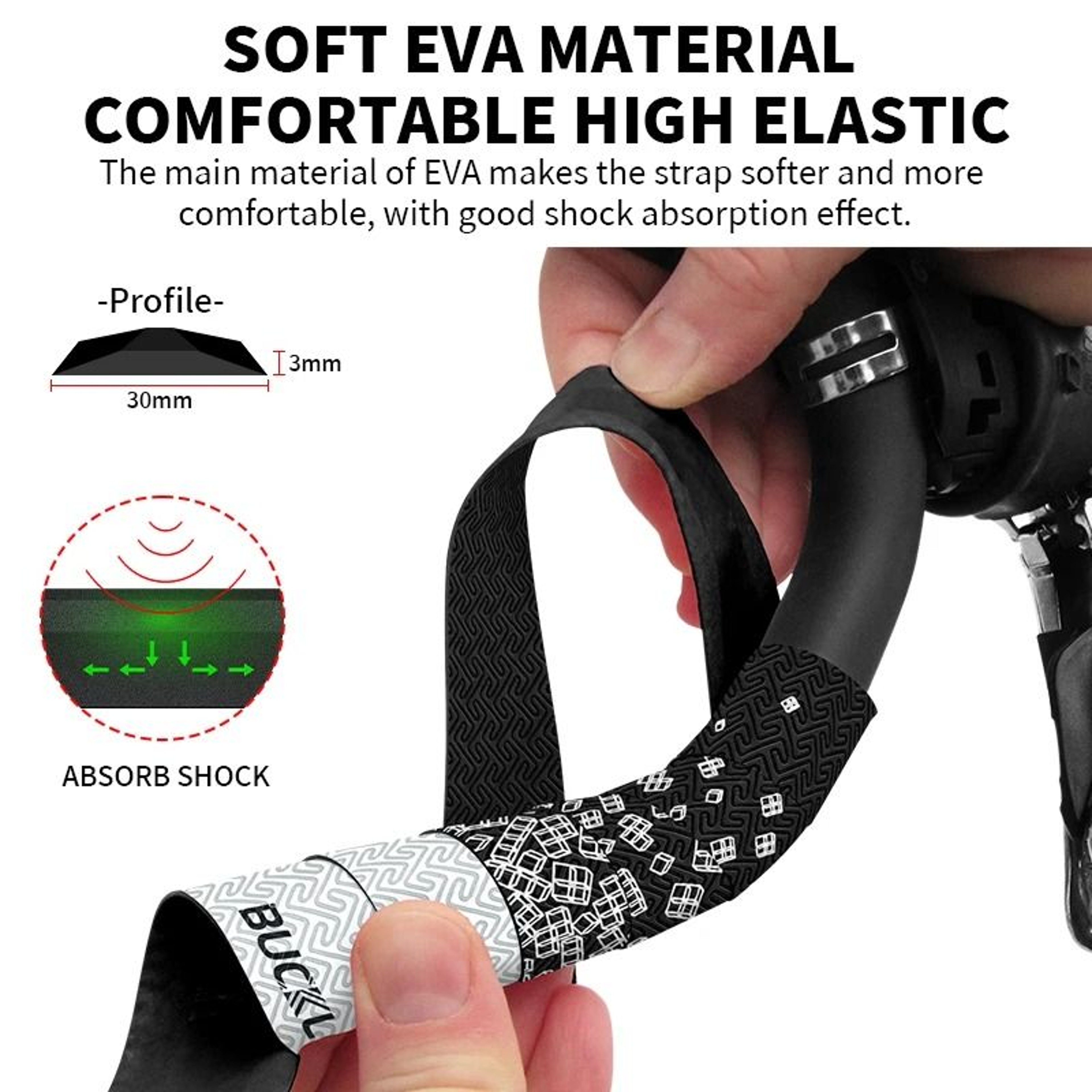 Bucklos Bicycle Handlebar Tape PU EVA Shock Absorption Grip Wrap 3