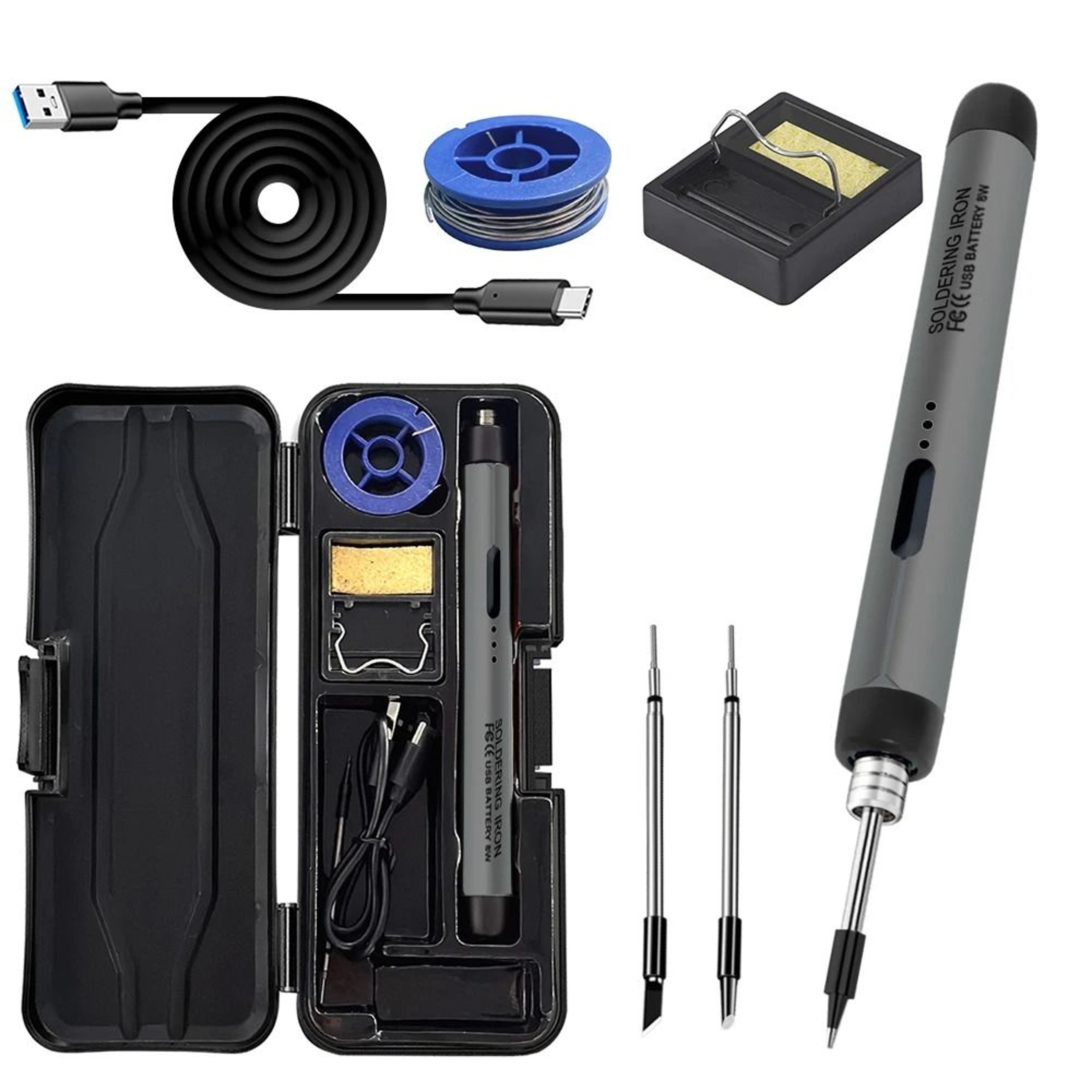 Mini USB Soldering Iron Set With Adjustable Temperature And Rechargeable Battery For Portable House 8