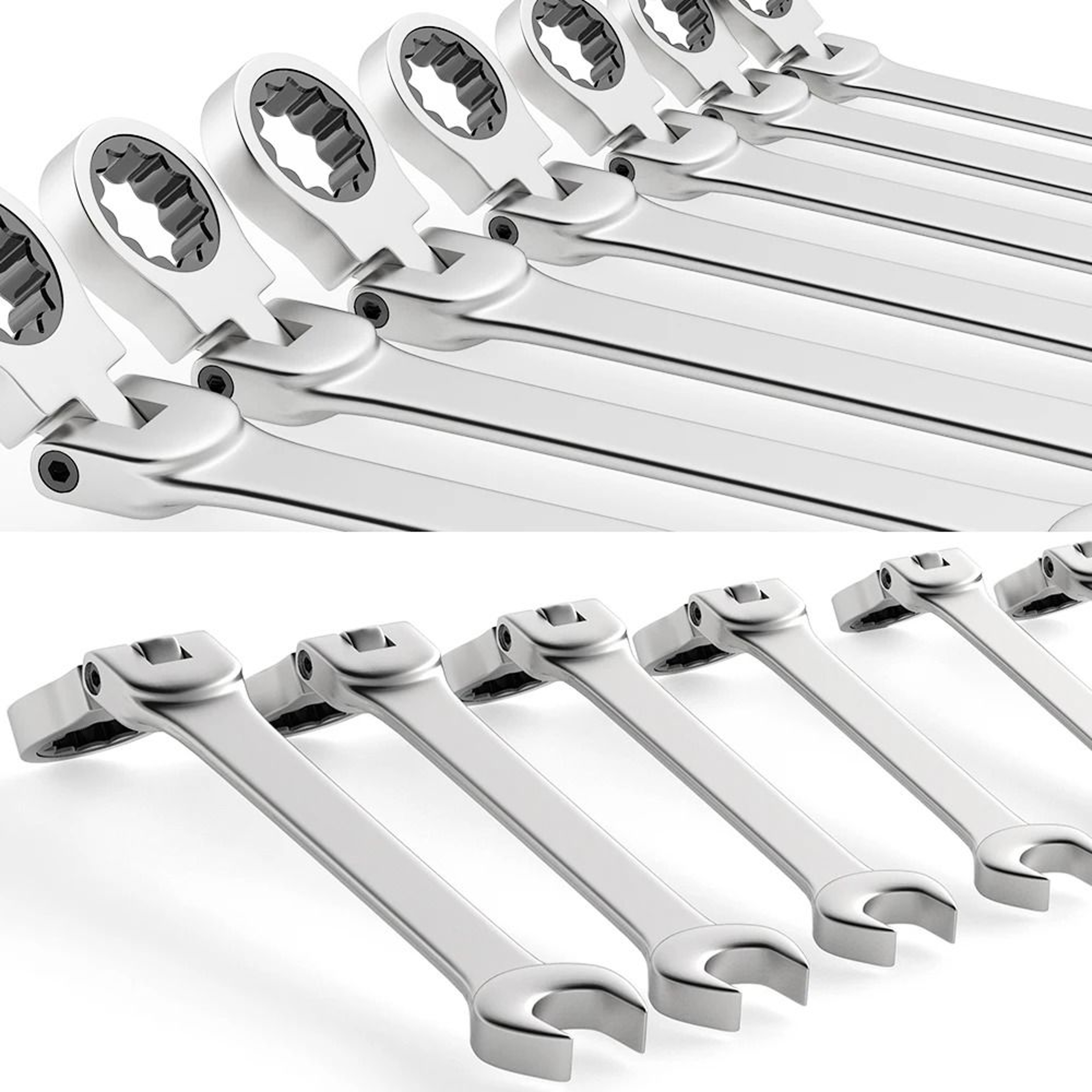 Metric Flex Head Ratcheting Wrench Set With Chrome Vanadium Steel And Organizer Bag 3