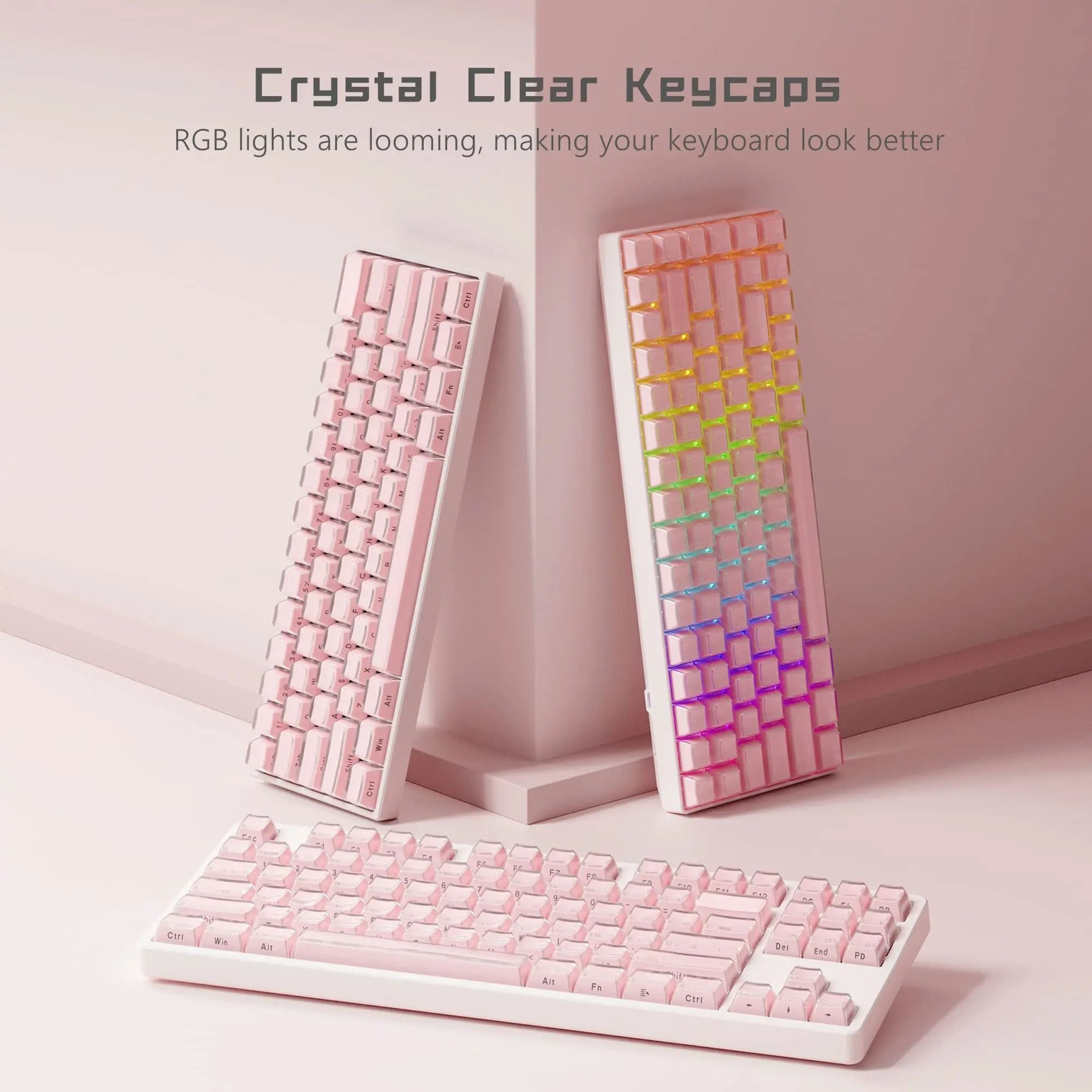 OEM Profile Pink Jello Crystal Keycap Set For MX Switches 4