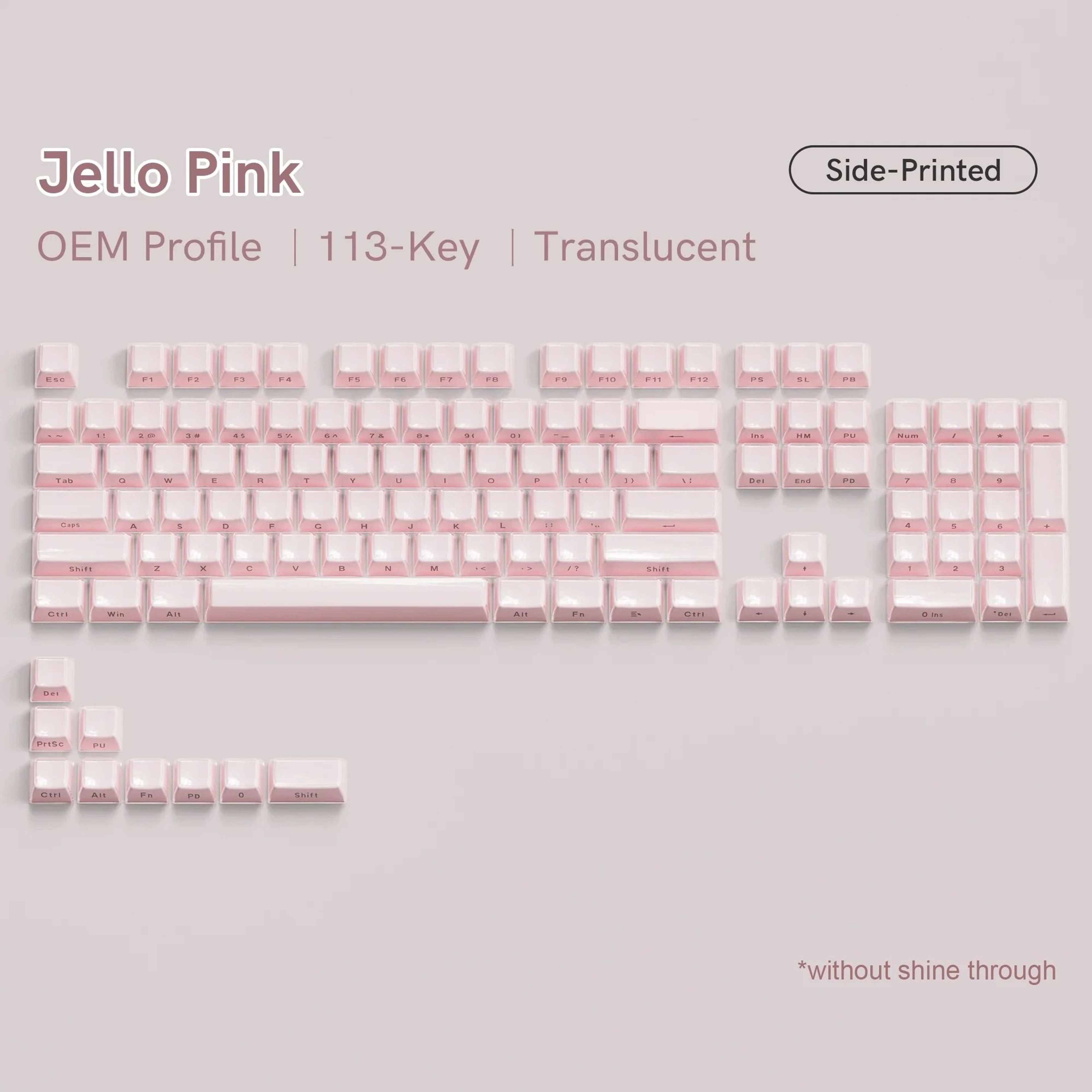 OEM Profile Pink Jello Crystal Keycap Set For MX Switches 5