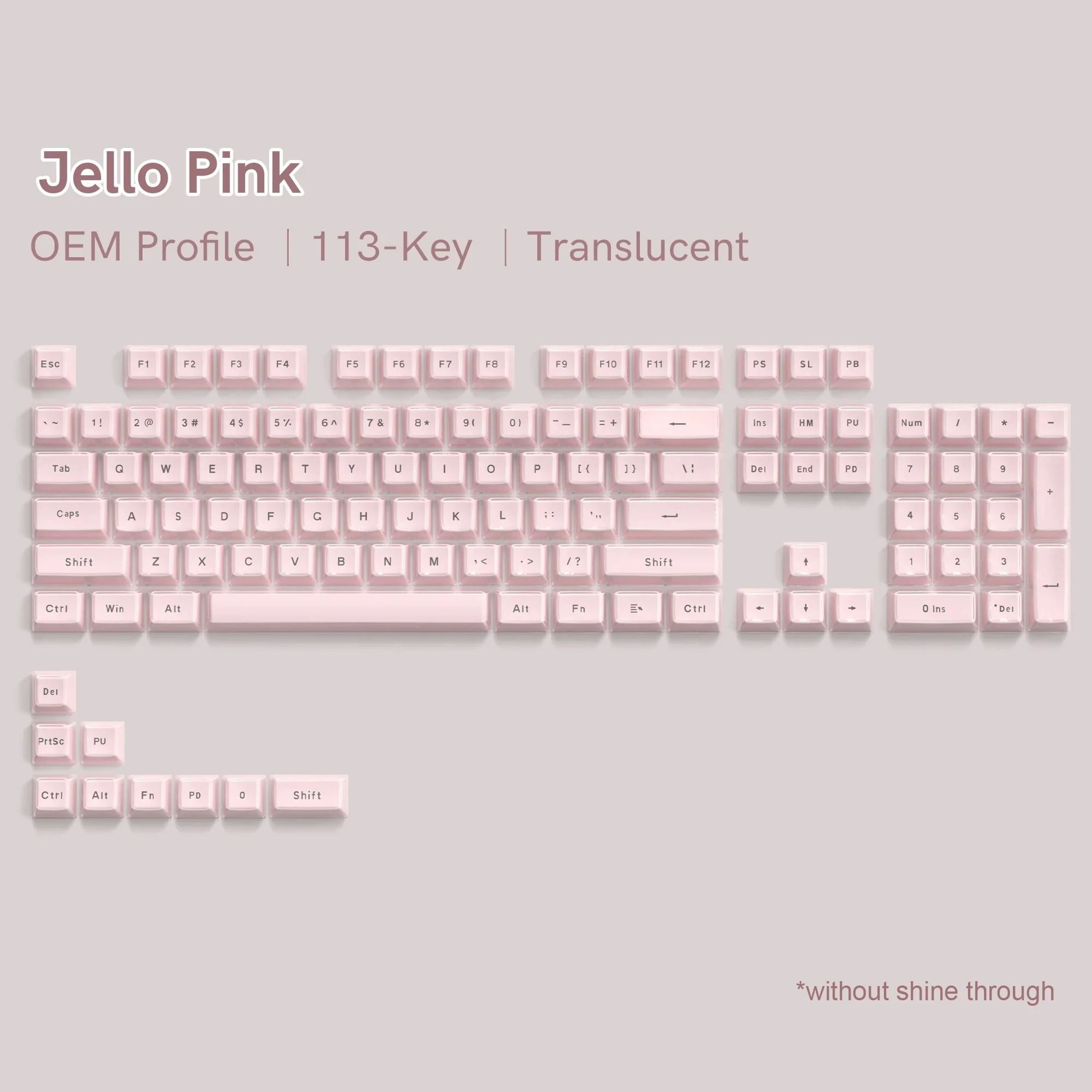 OEM Profile Pink Jello Crystal Keycap Set For MX Switches 9