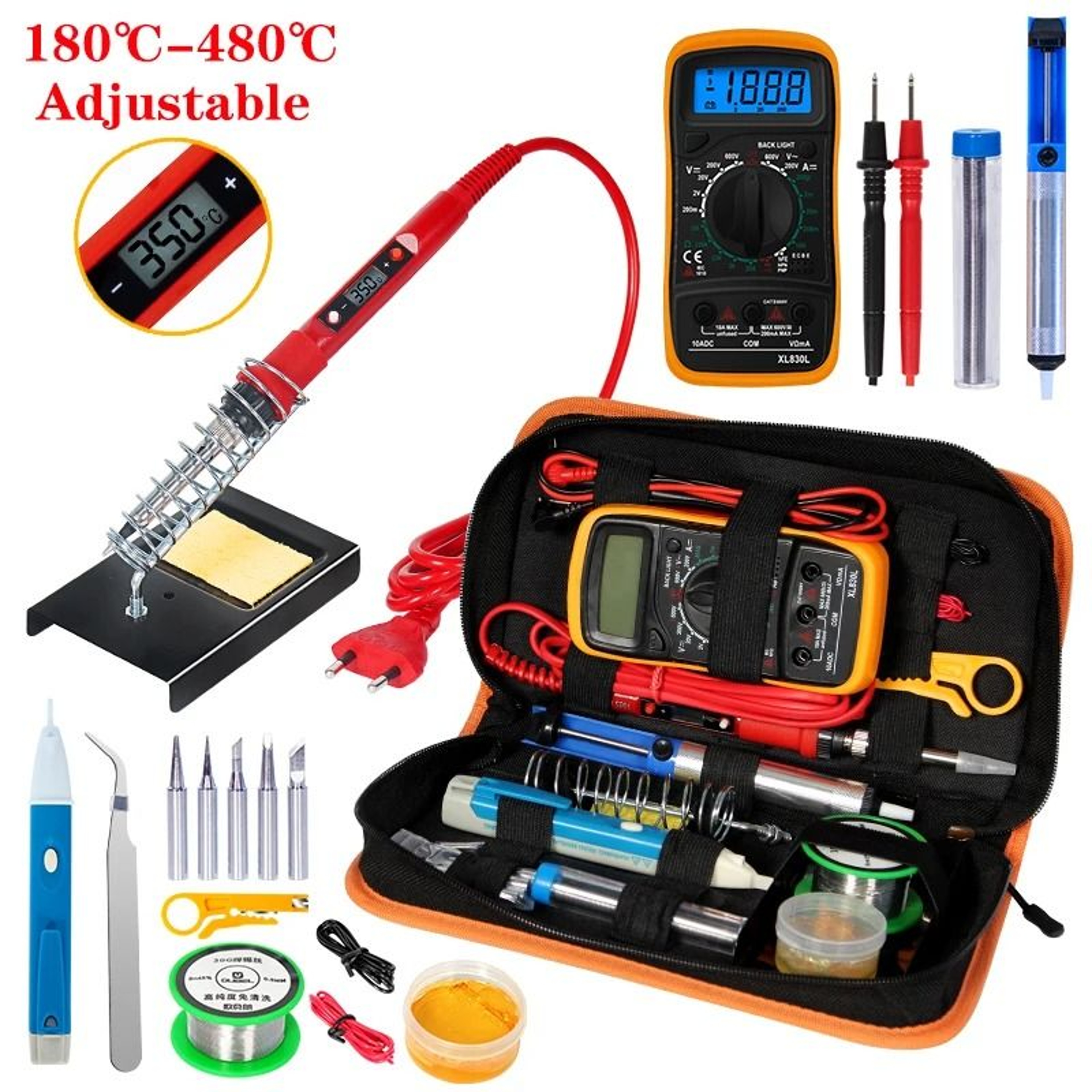 Temperature Electric Soldering Iron Kit 80W LCD  Multimeter Tool Set 6