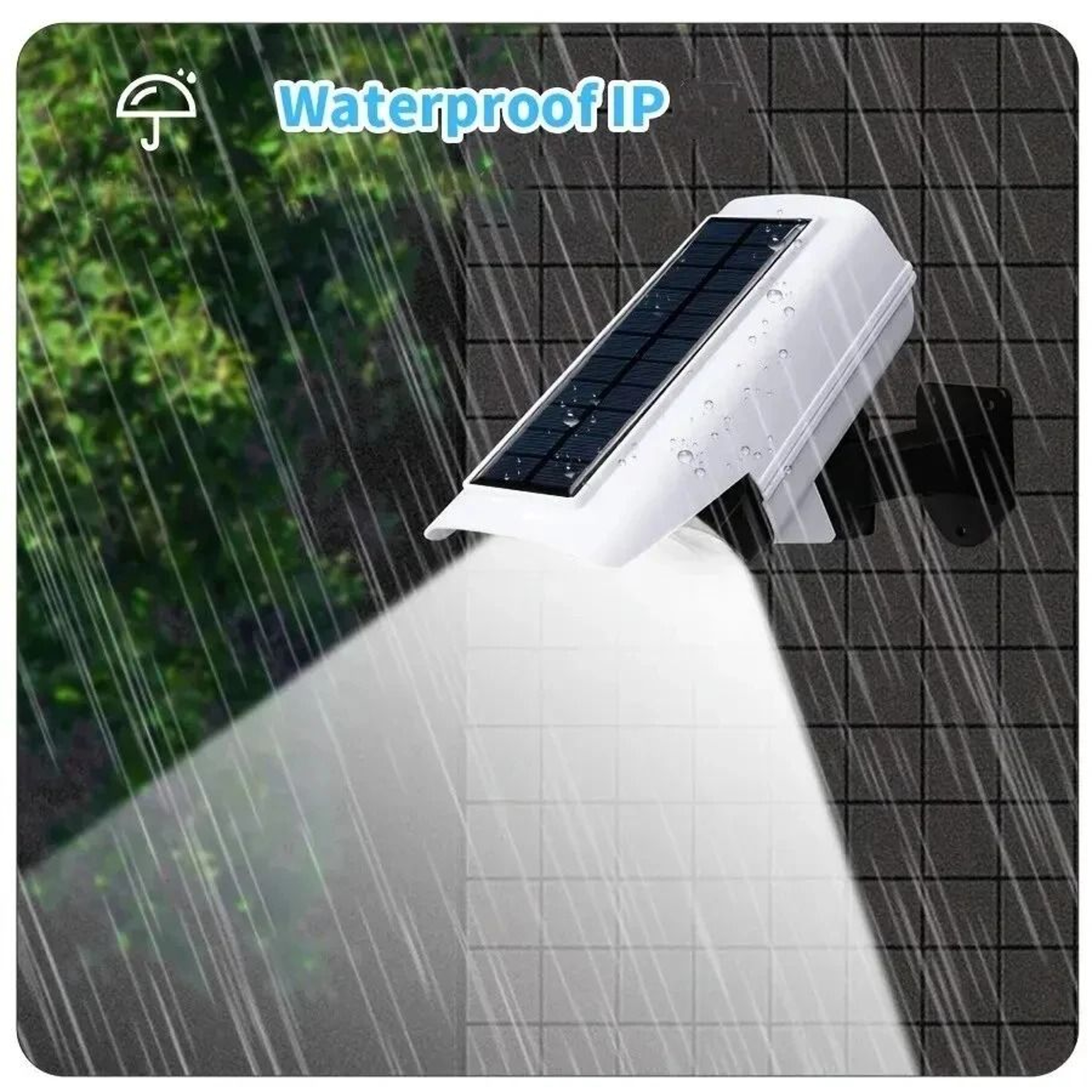 LED Outdoor Motion Sensor Solar Flood Light With Dummy Security Camera Design 4
