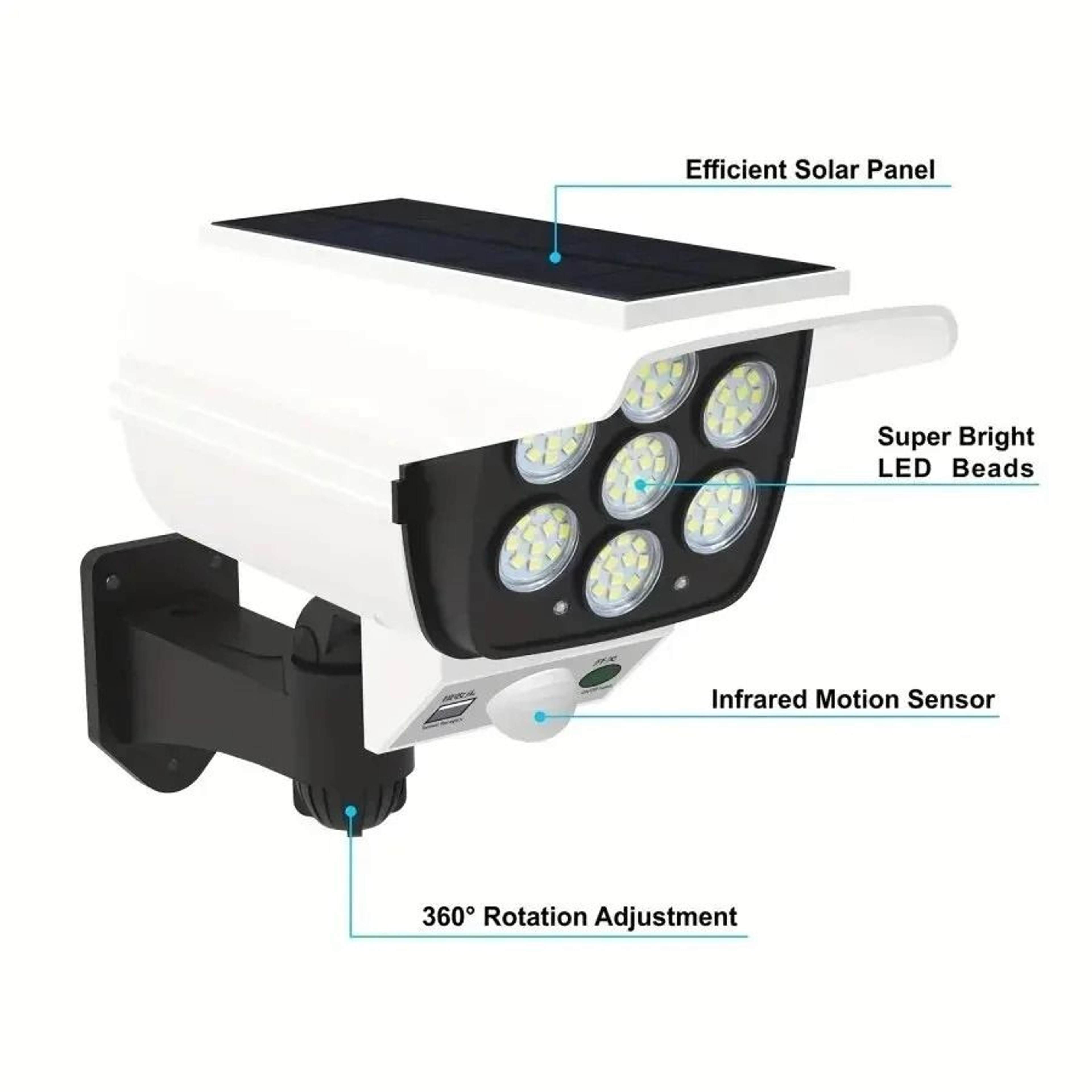 LED Outdoor Motion Sensor Solar Flood Light With Dummy Security Camera Design 5