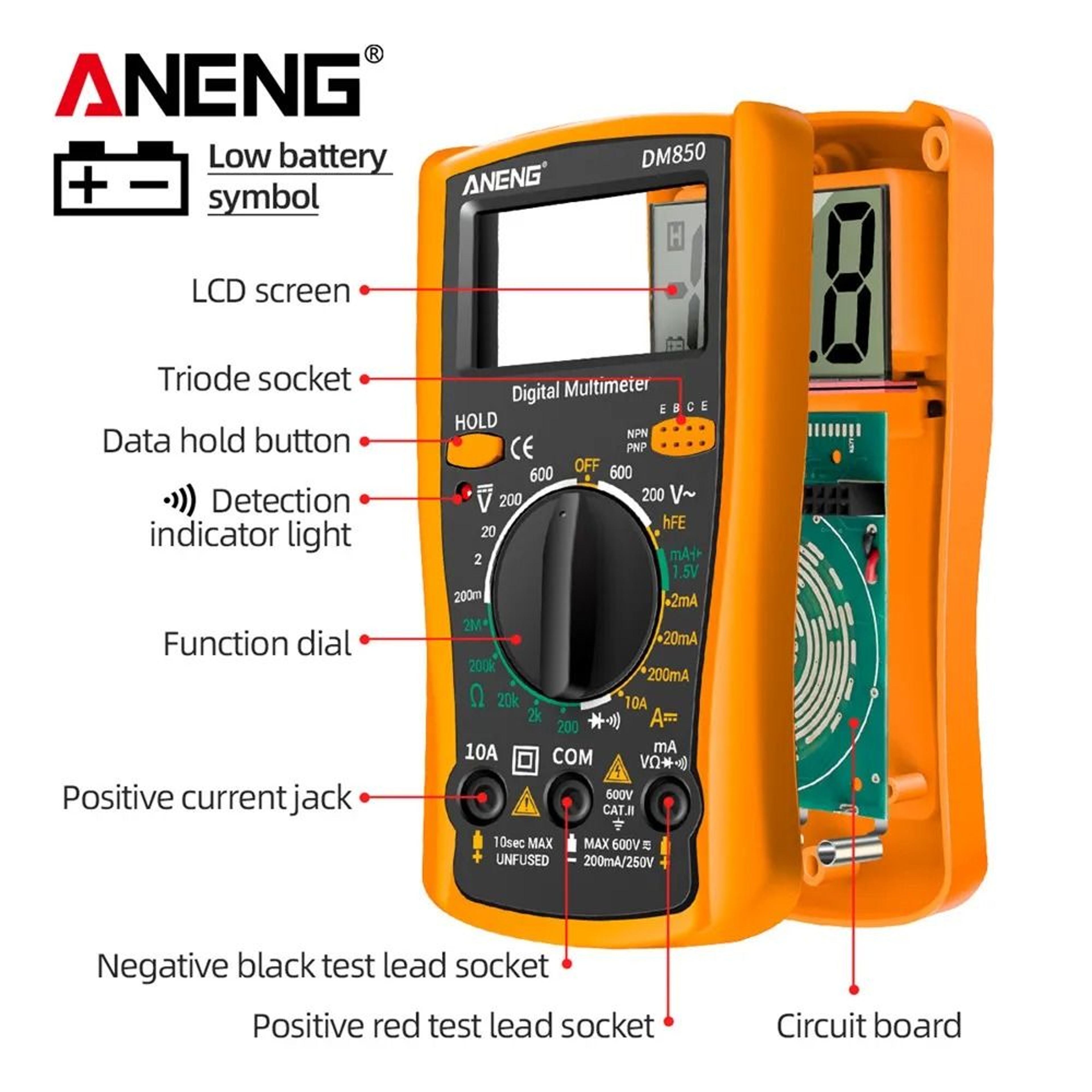 ANENG DM850 Digital Multimeter 1999 Counts 1