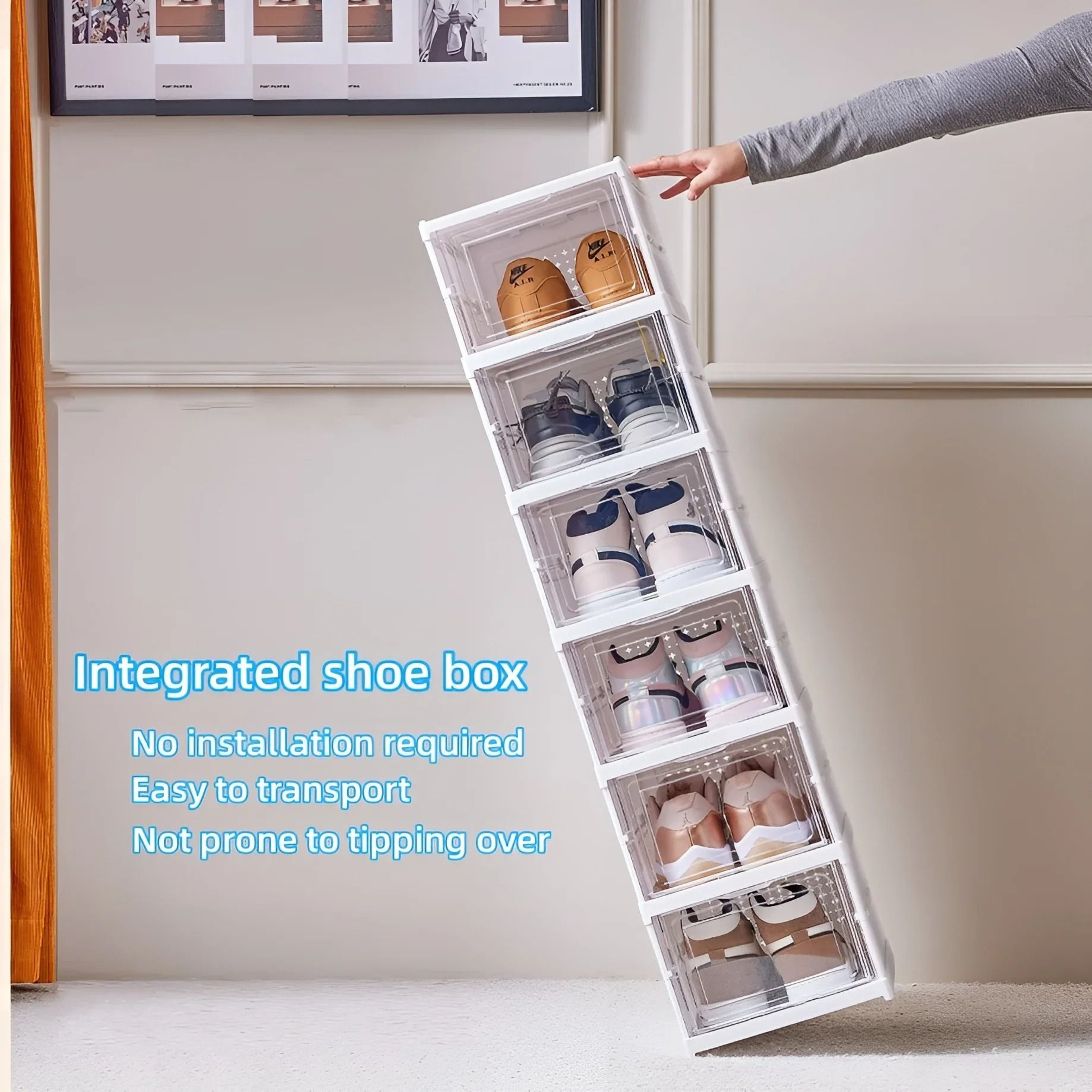 6 Layers Transparent Foldable Shoe Storage Box 3
