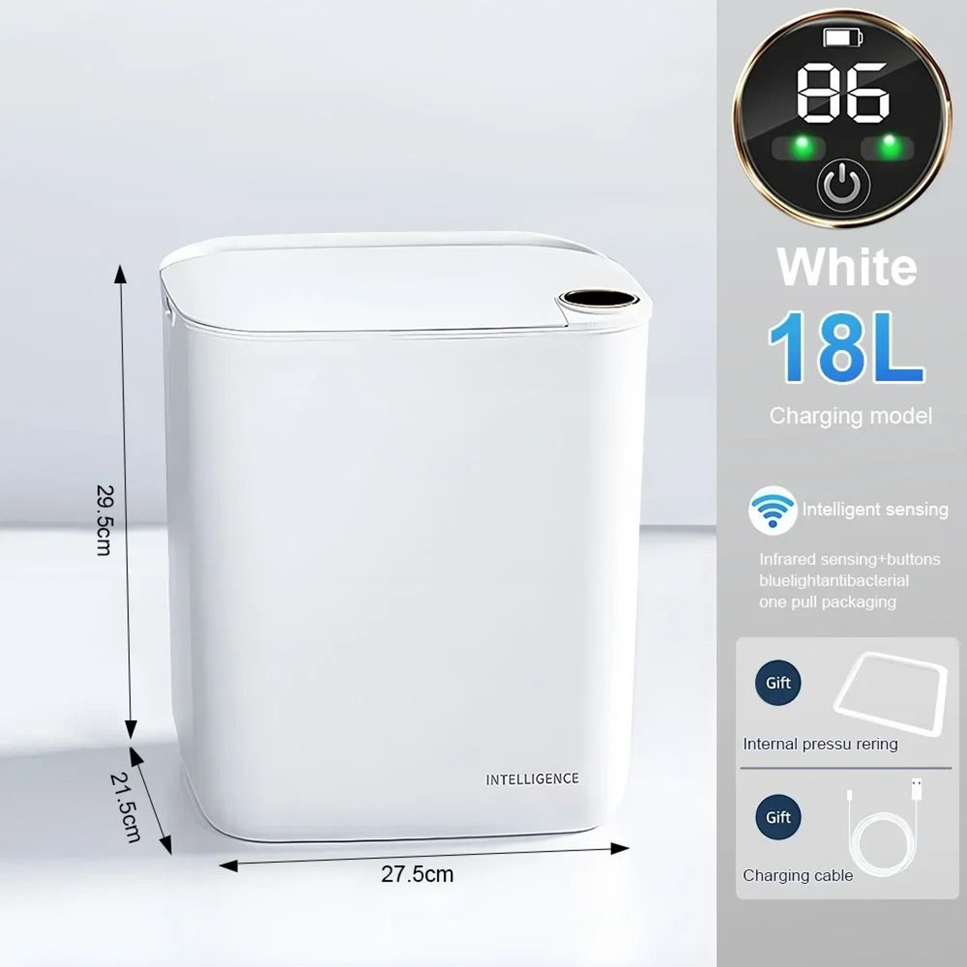 20L Smart Sensor Trash Can With Type C Charging And Display 7