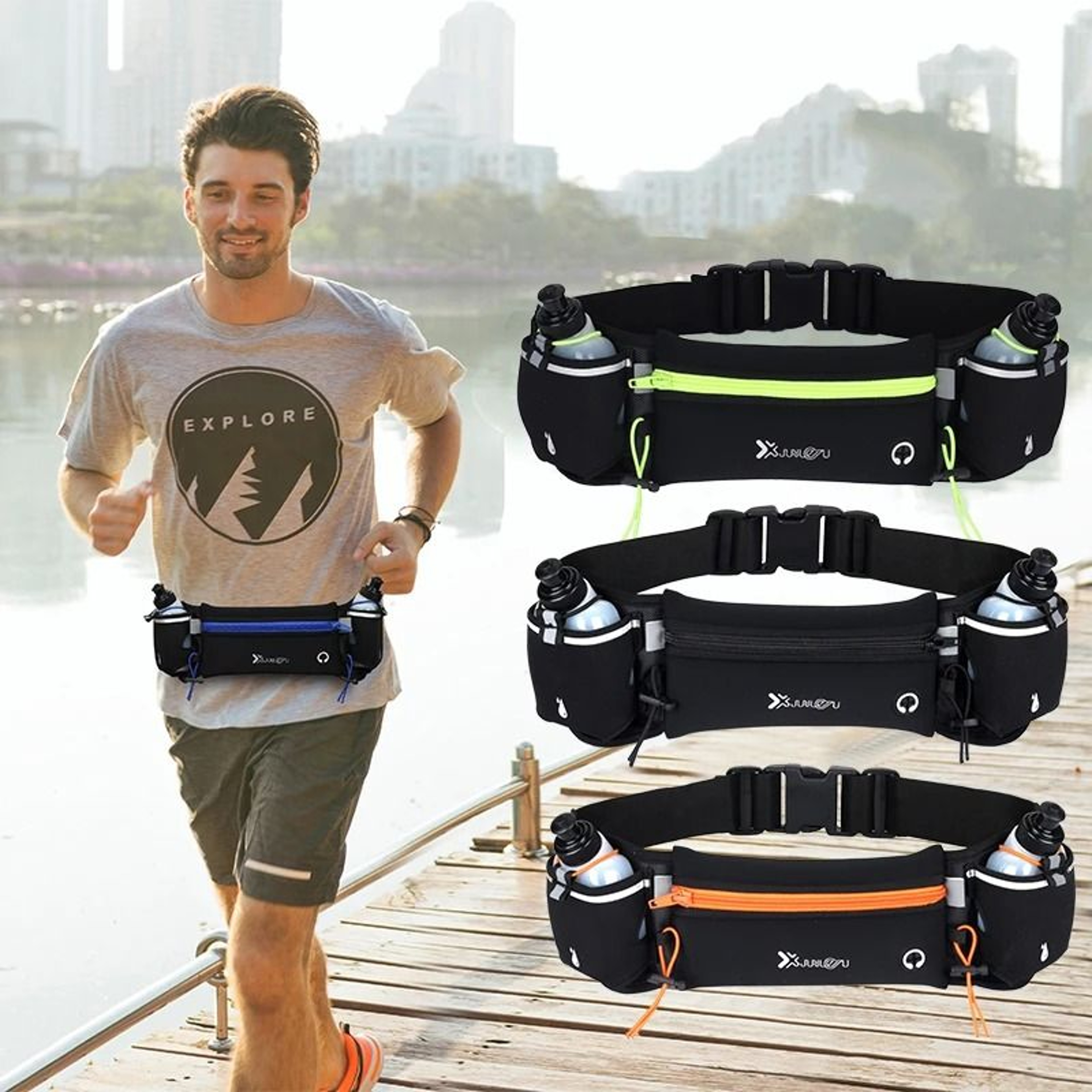 Marathon Trail Running Waist Pack With Dual Pockets And Water Bottle Holder 0