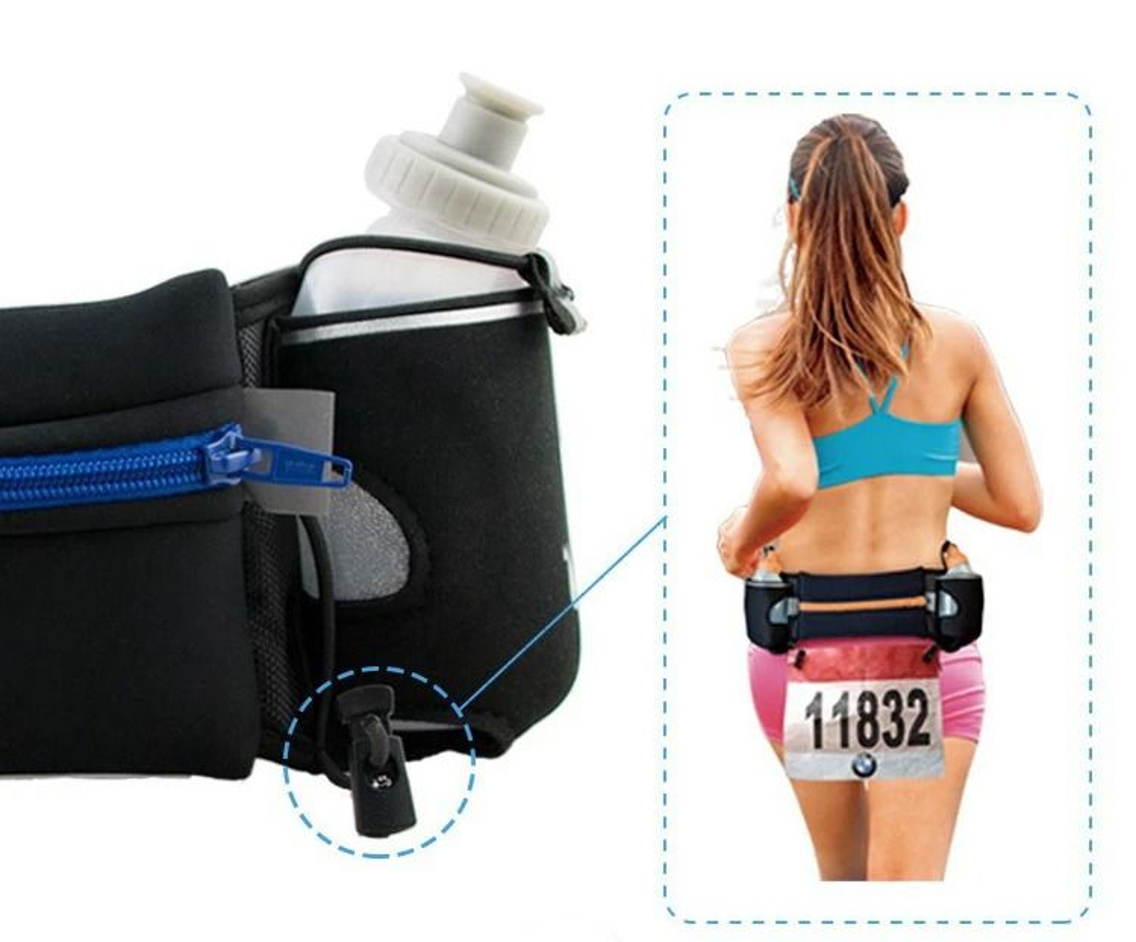 Marathon Trail Running Waist Pack With Dual Pockets And Water Bottle Holder 5