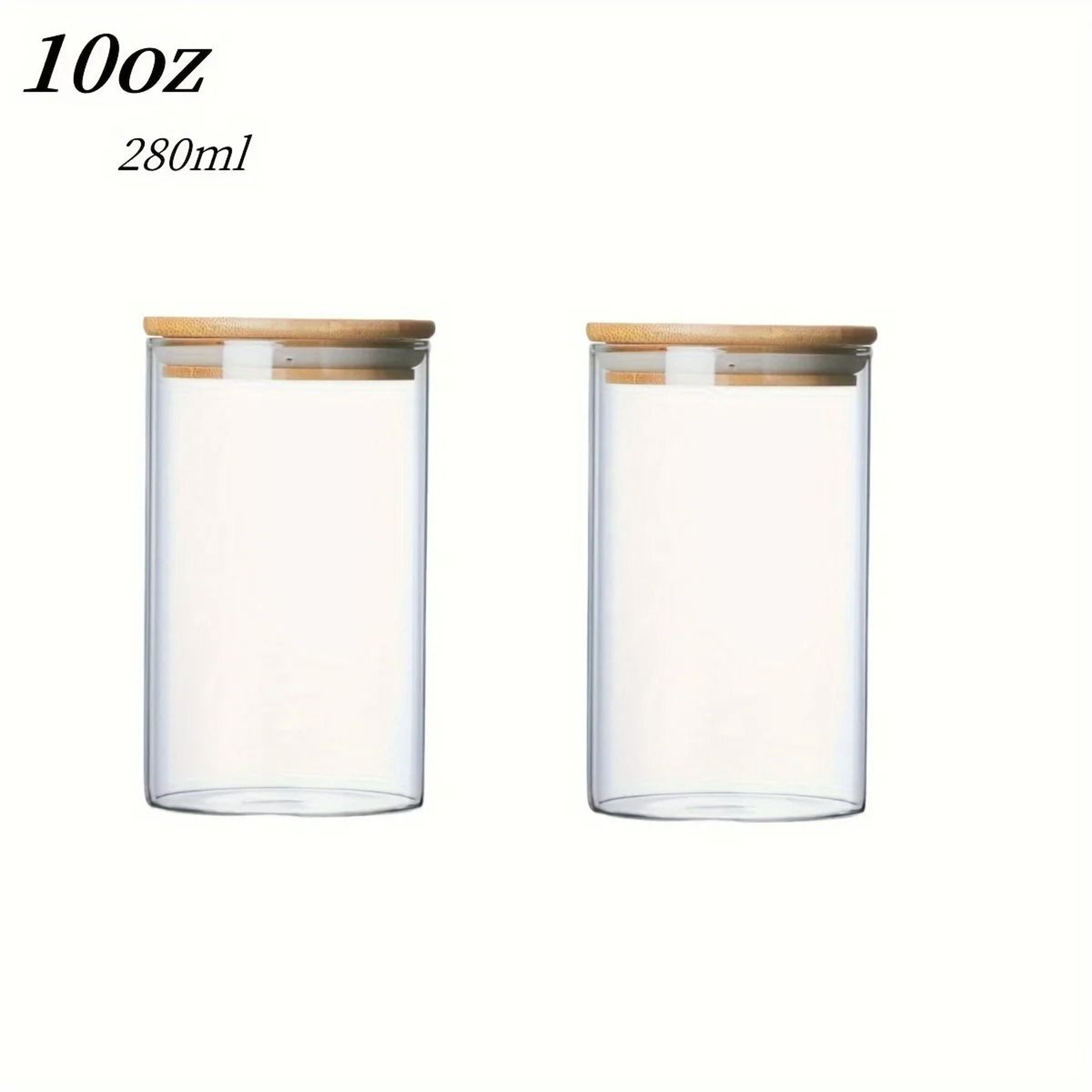 Glass Jar With Bamboo Lid 10oz Airtight Food Storage Container 10