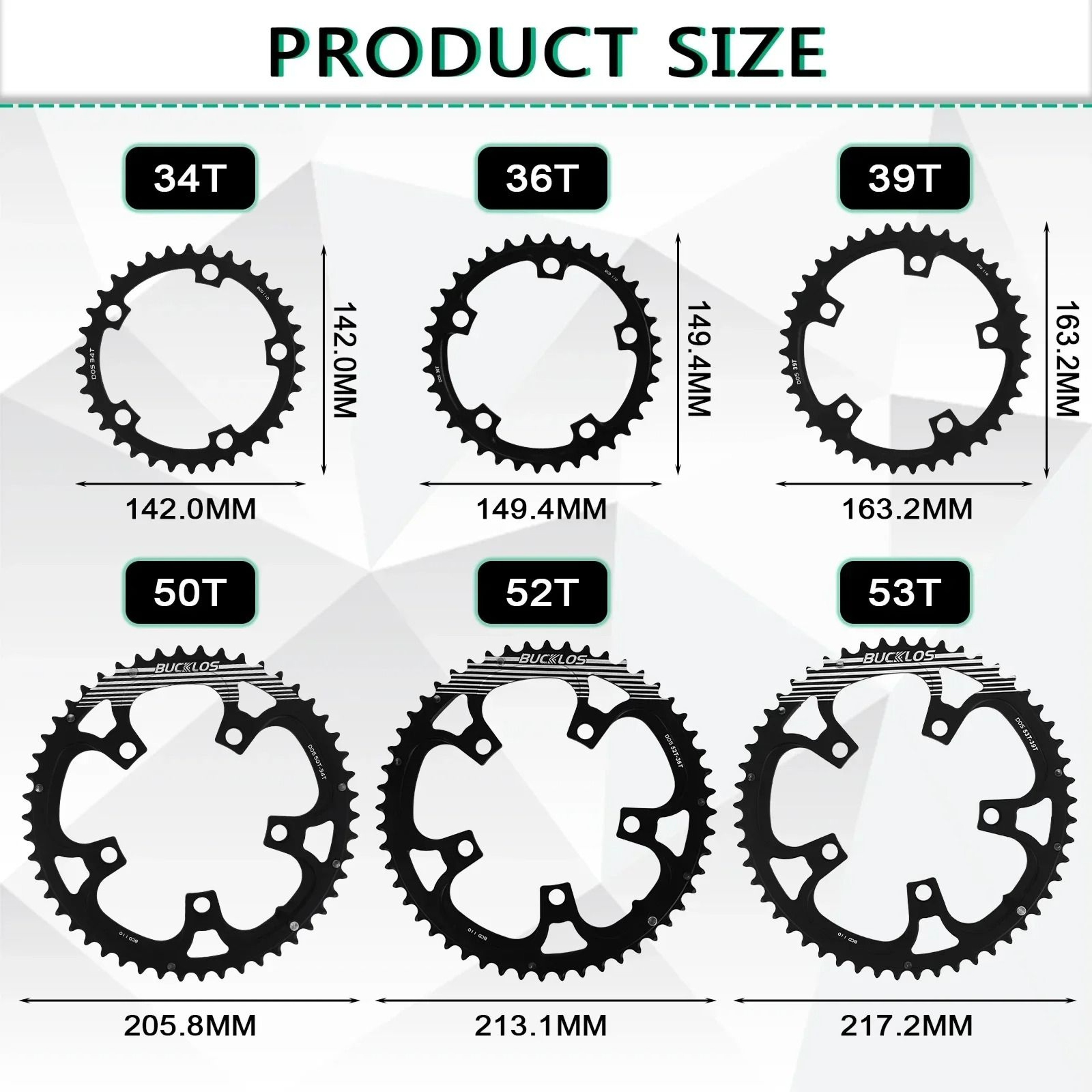 Bucklos Road Bike Chainring 110 BCD 34T To 53T 2