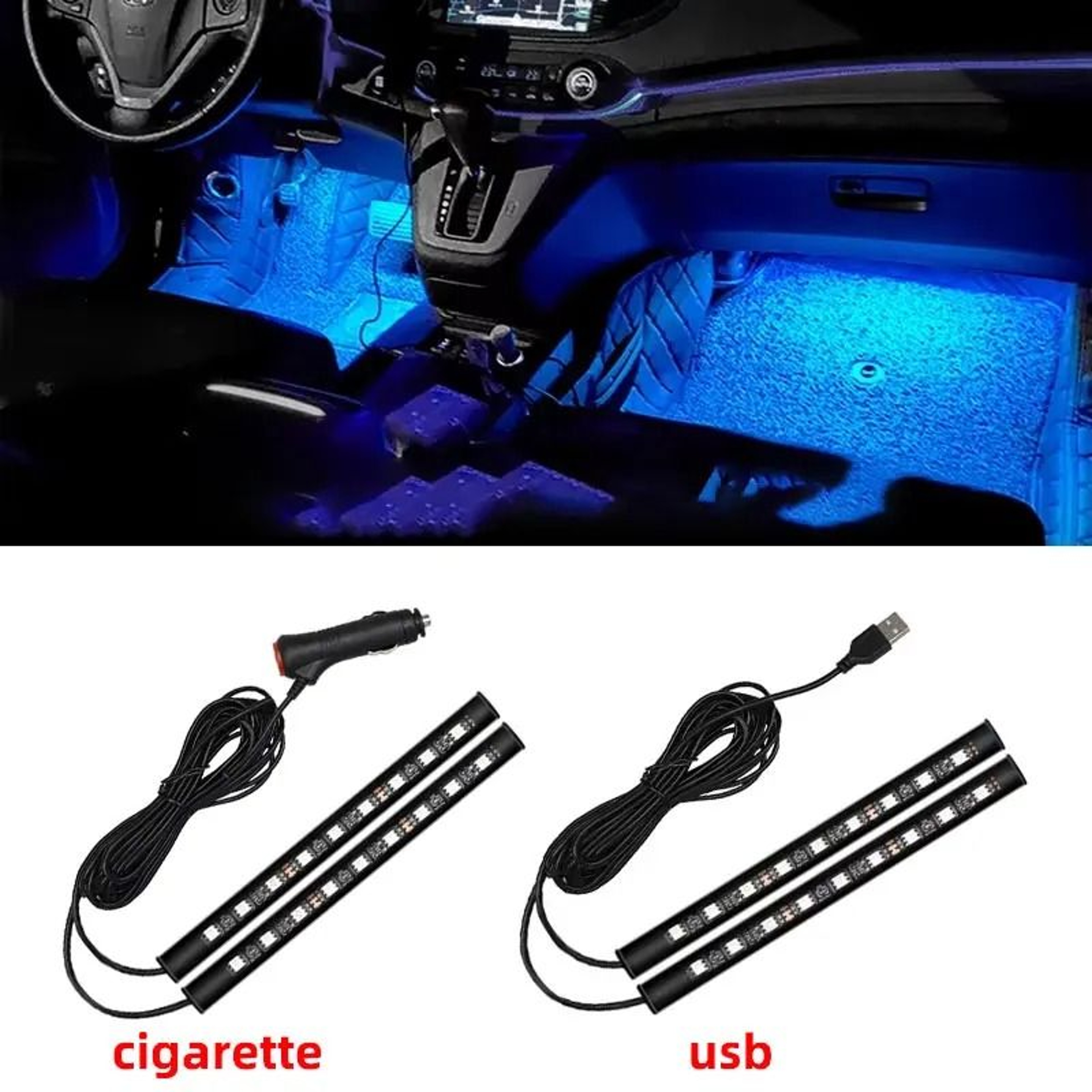 2 In 1 LED Car Neon Foot Light Interior Decoration Lamp 0