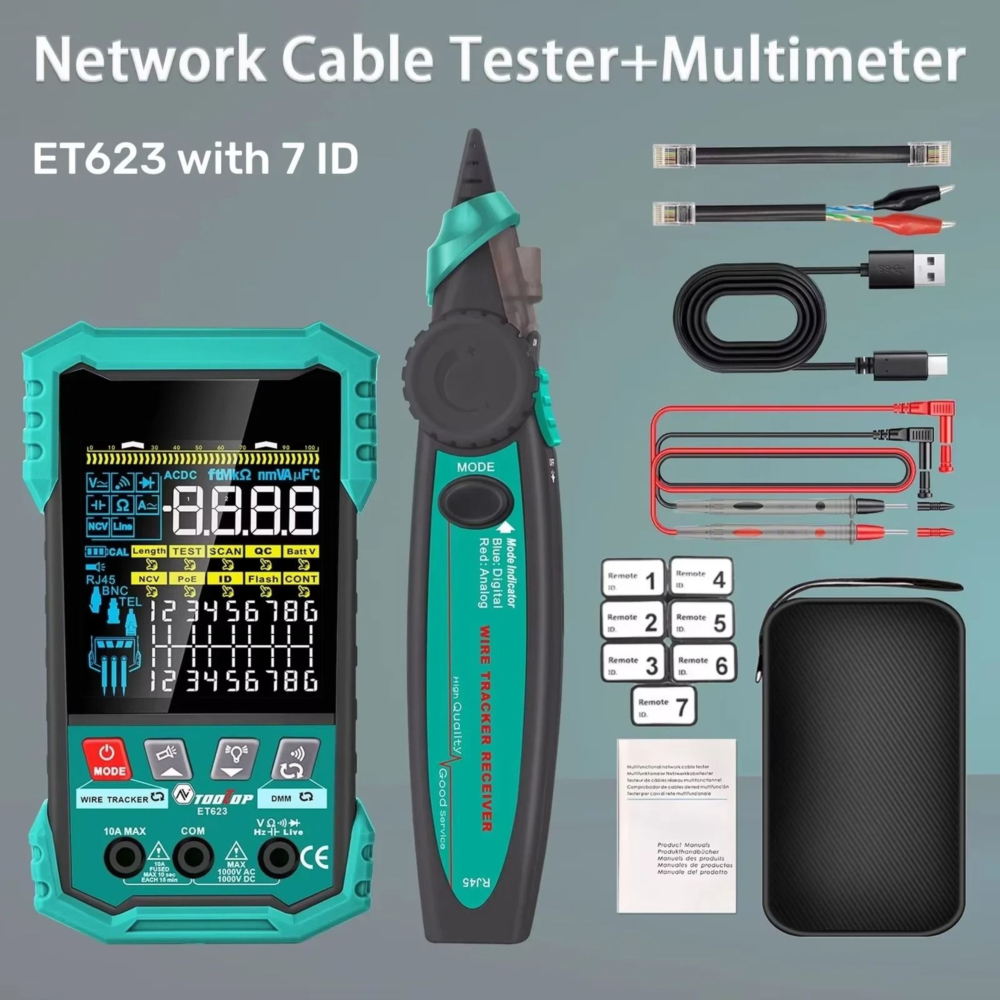 TOOLTOP ET622 Network Cable Tester POE Breakpoint Detector 8