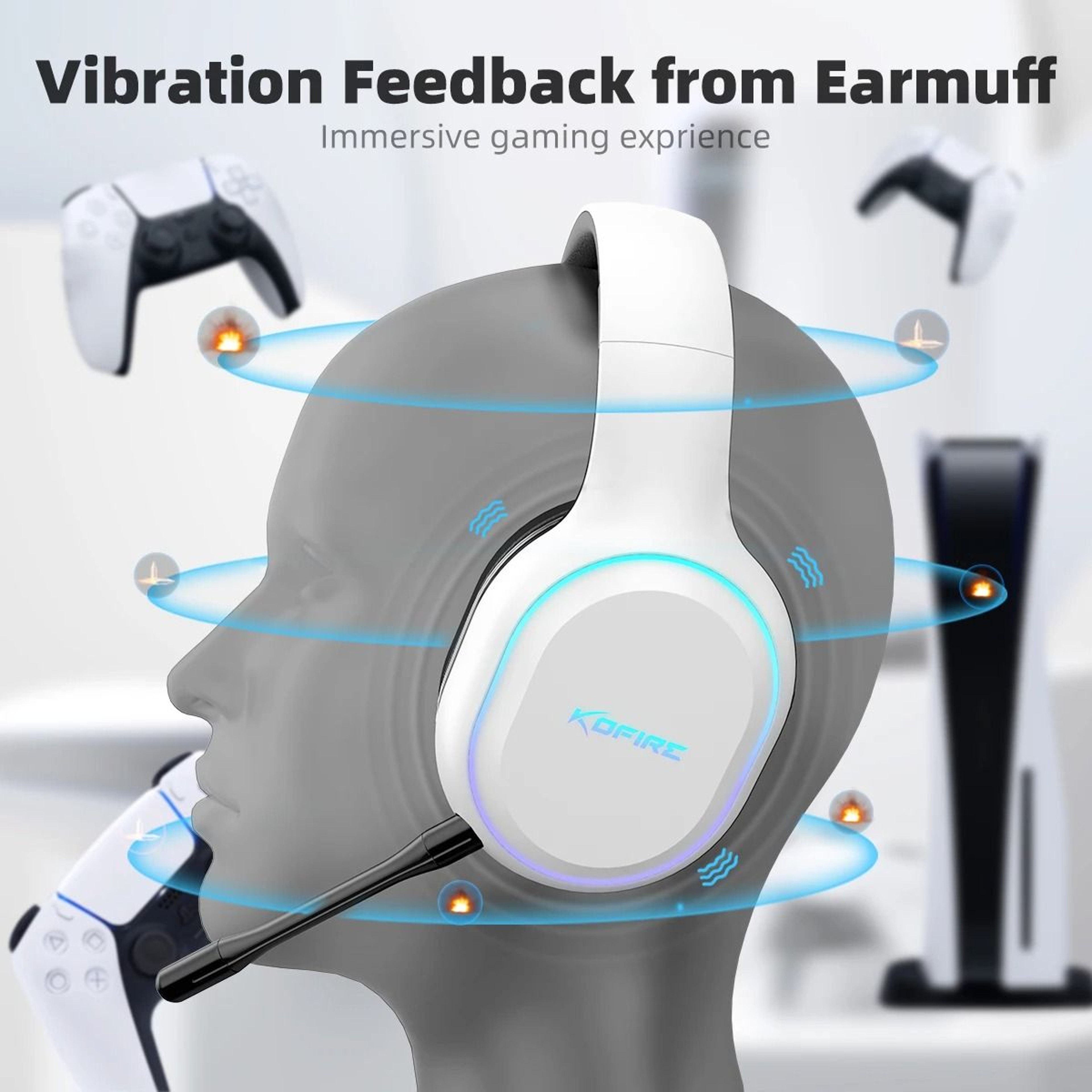 Kofire UG05 Wireless Gaming Headset With Vibration And Mic 2