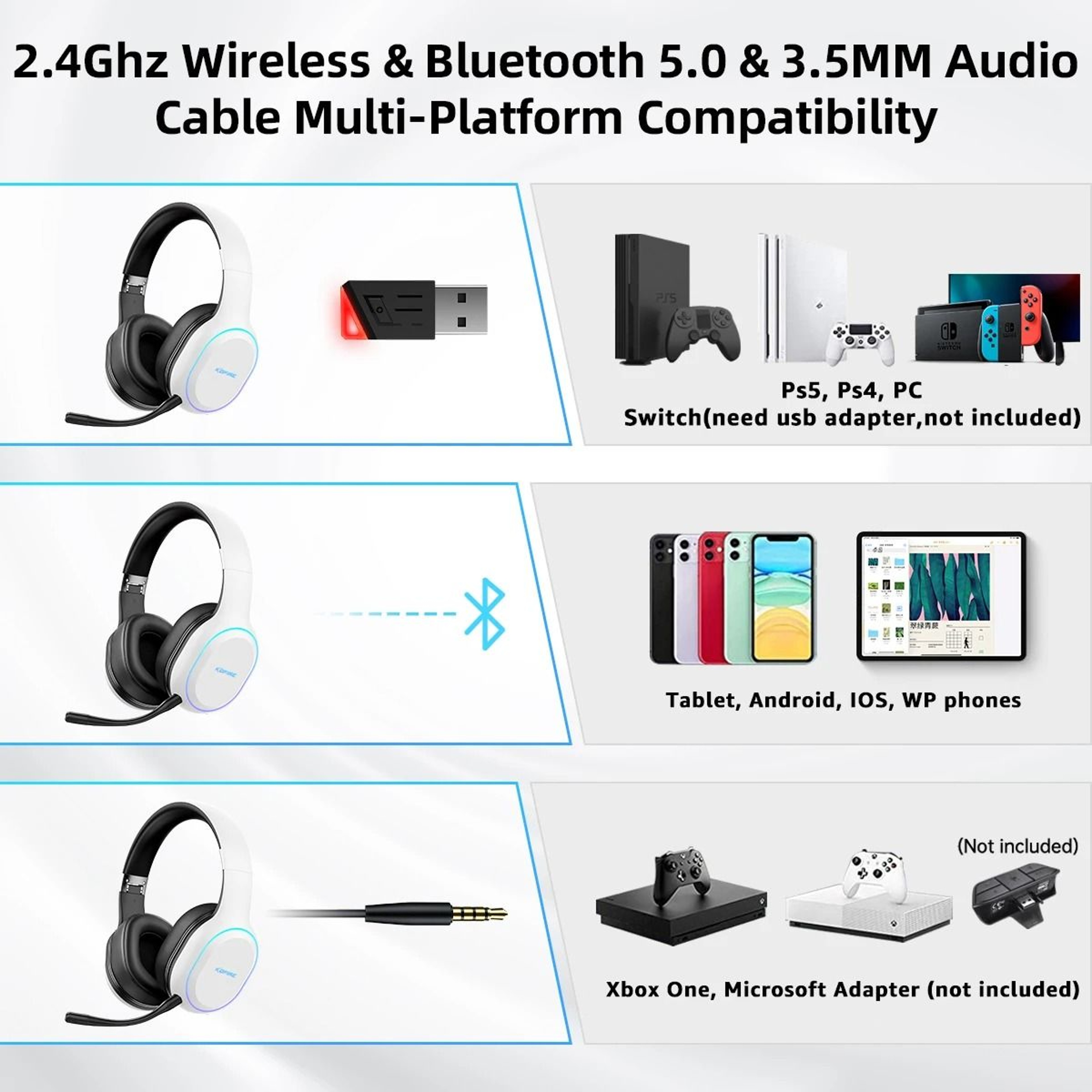 Kofire UG05 Wireless Gaming Headset With Vibration And Mic 5