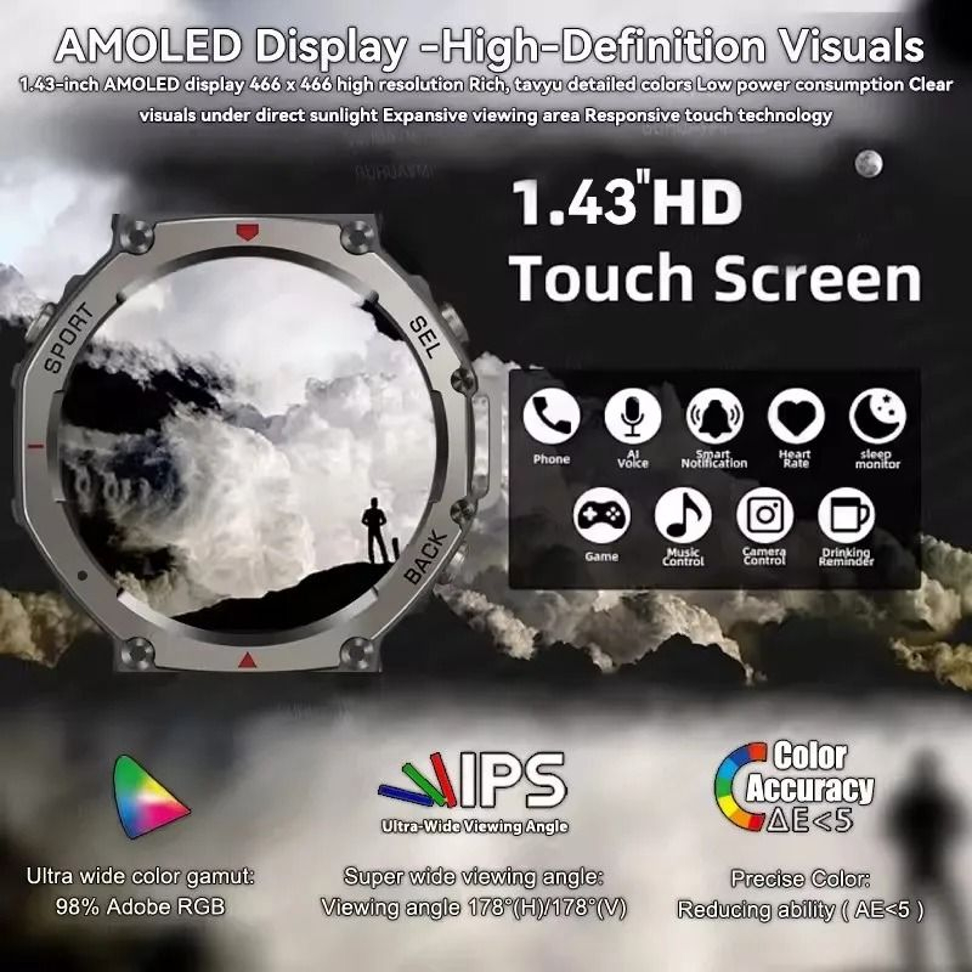 2025 Military Bluetooth Call Smart Watch Builtin GPS Compass Barometric Altimeter 10ATM Waterproof 3