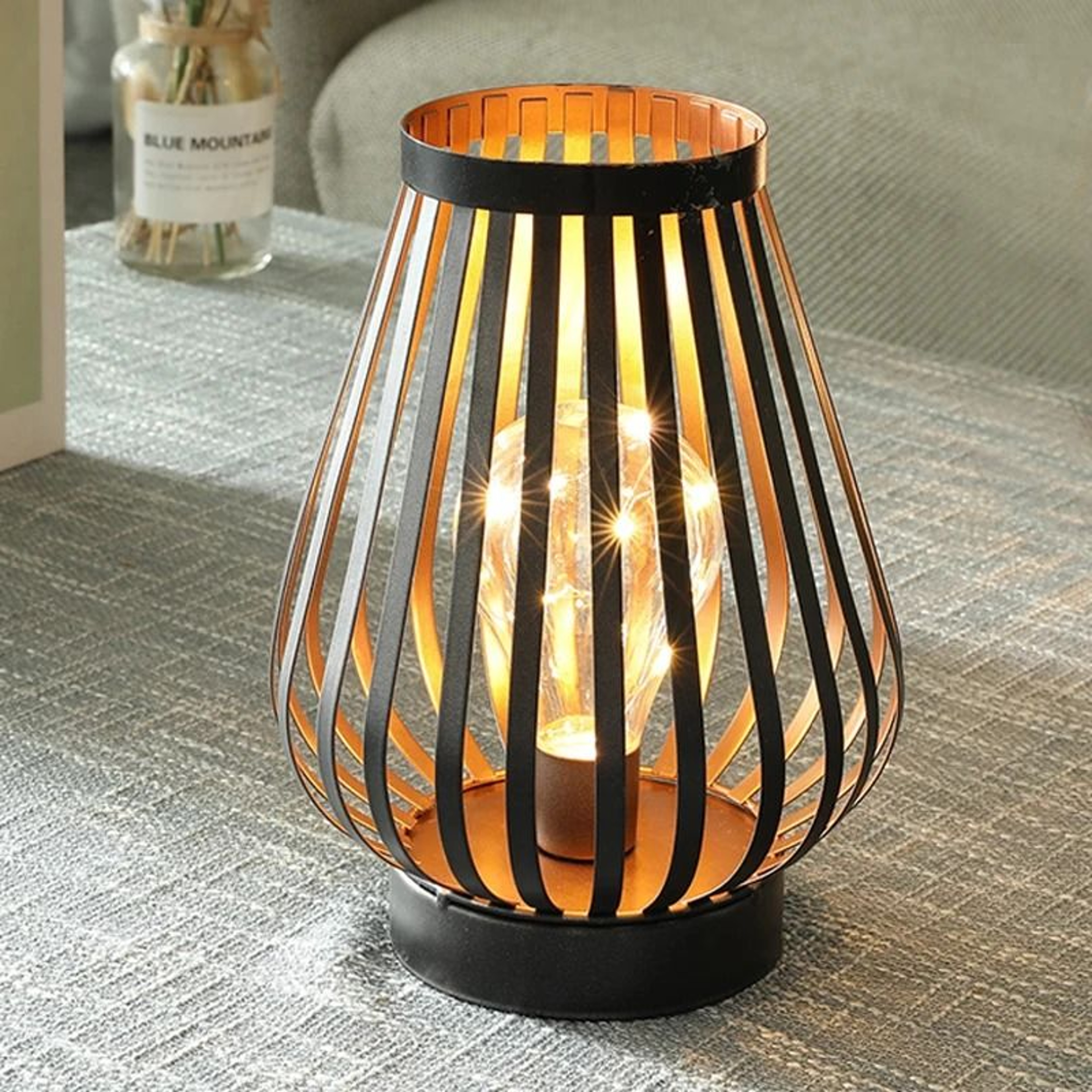 Metal Cage LED Lantern Battery Powered Cordless Table Lamp For Bedroom Wedding Home Decor 2