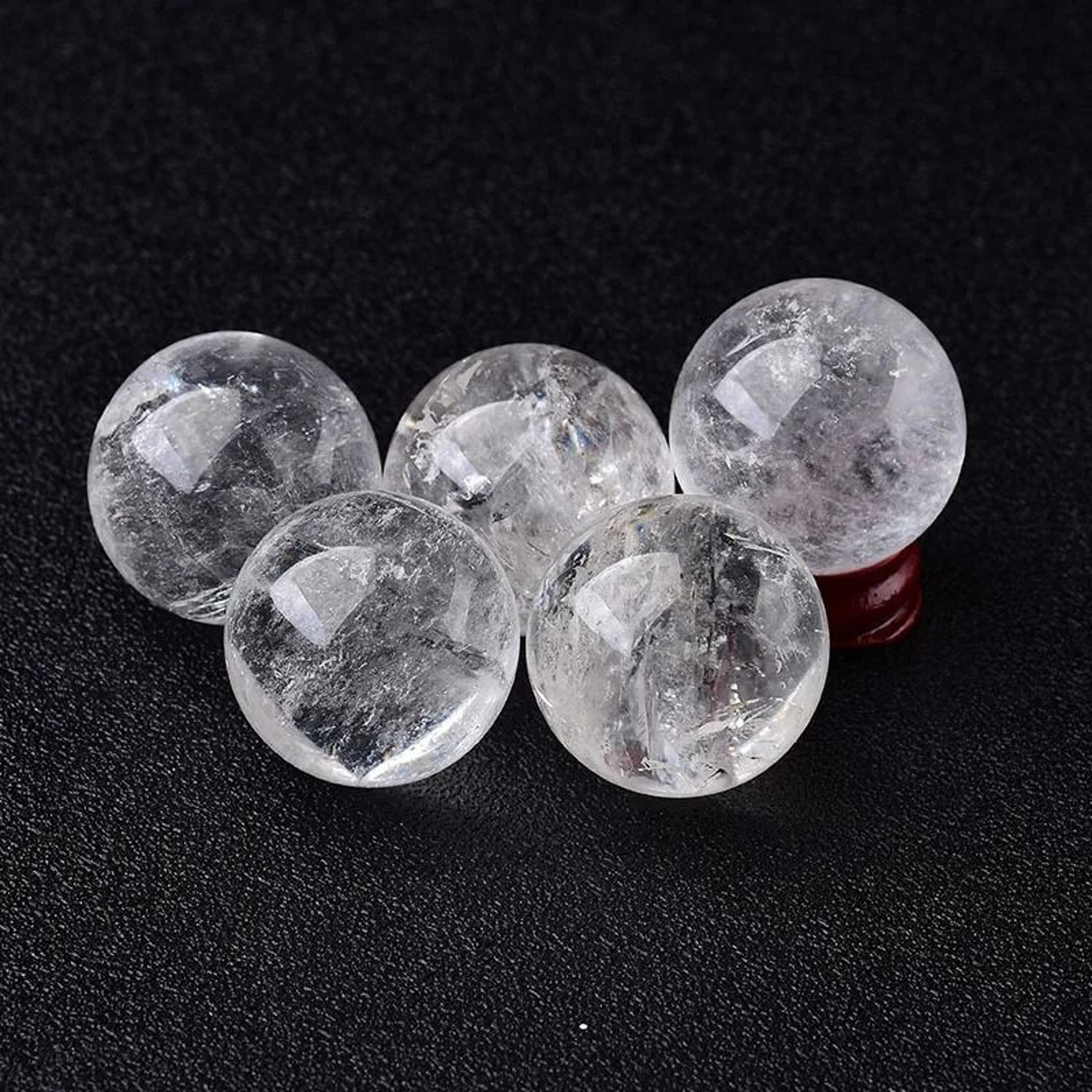Natural Clear Quartz Crystal Ball With Wooden Stand 1
