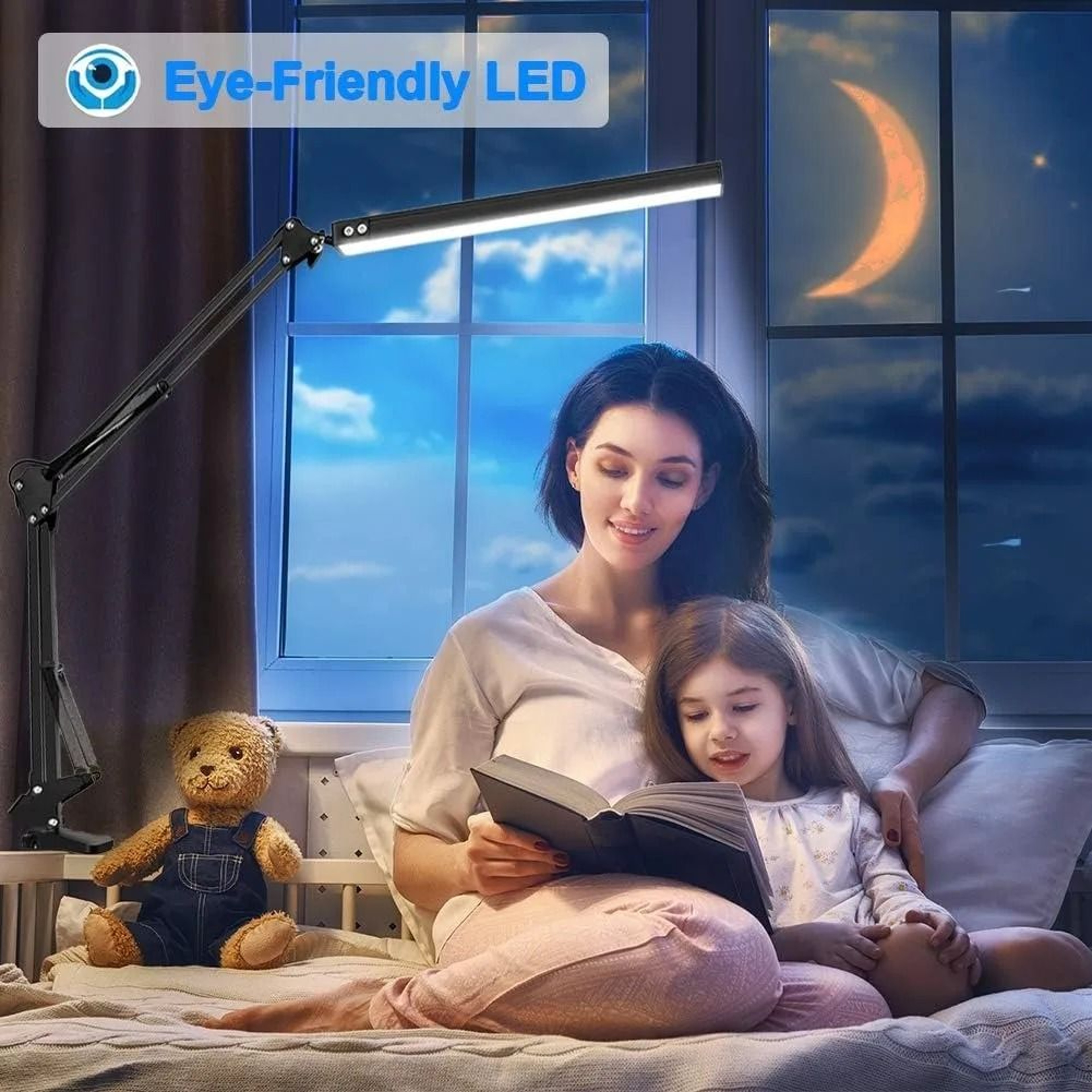LED Folding Metal Desk Lamp Clip On Light Clamp Long Arm Dimming Table Lamp 3