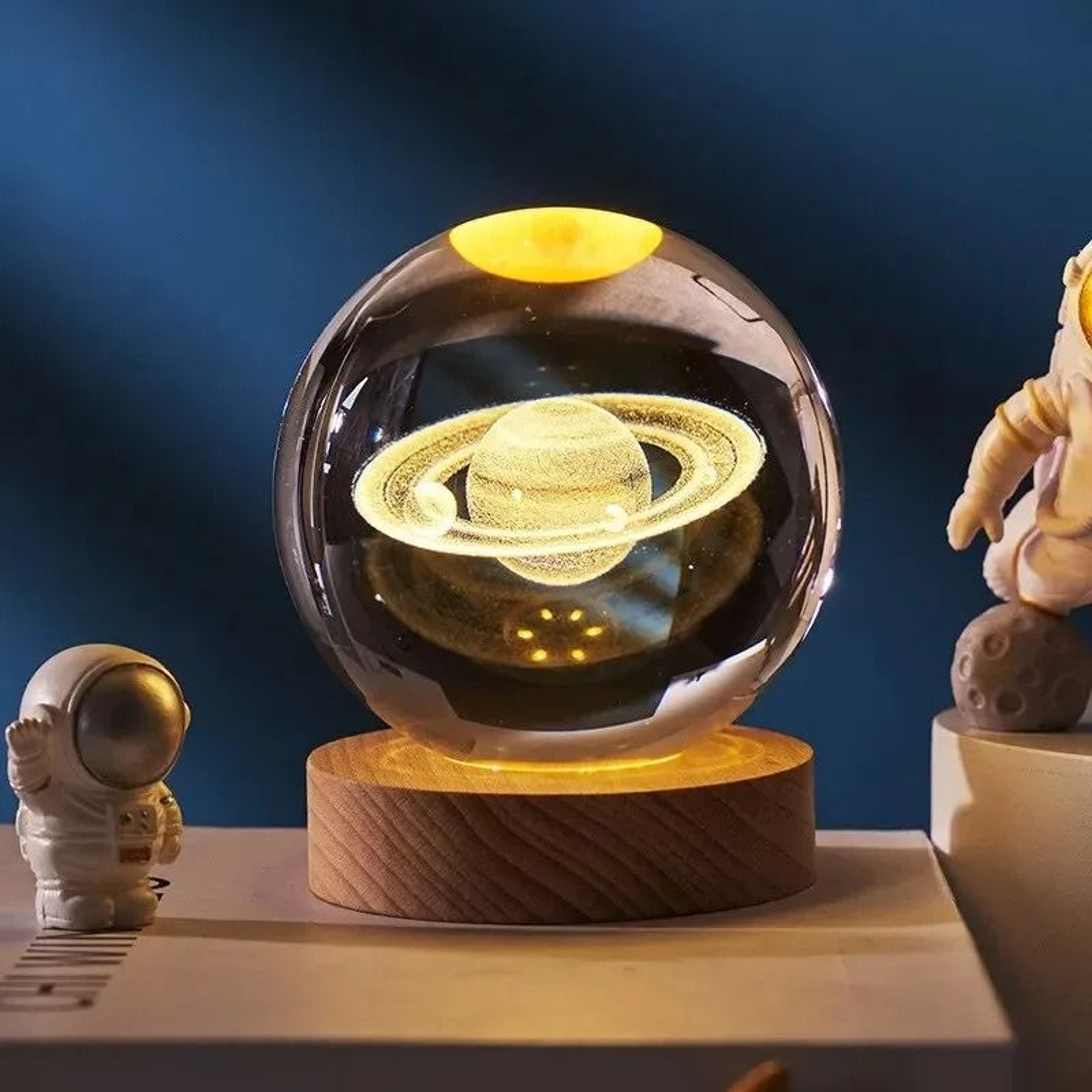 3D Crystal Planet Night Light Laser Engraved Solar System Globe 8