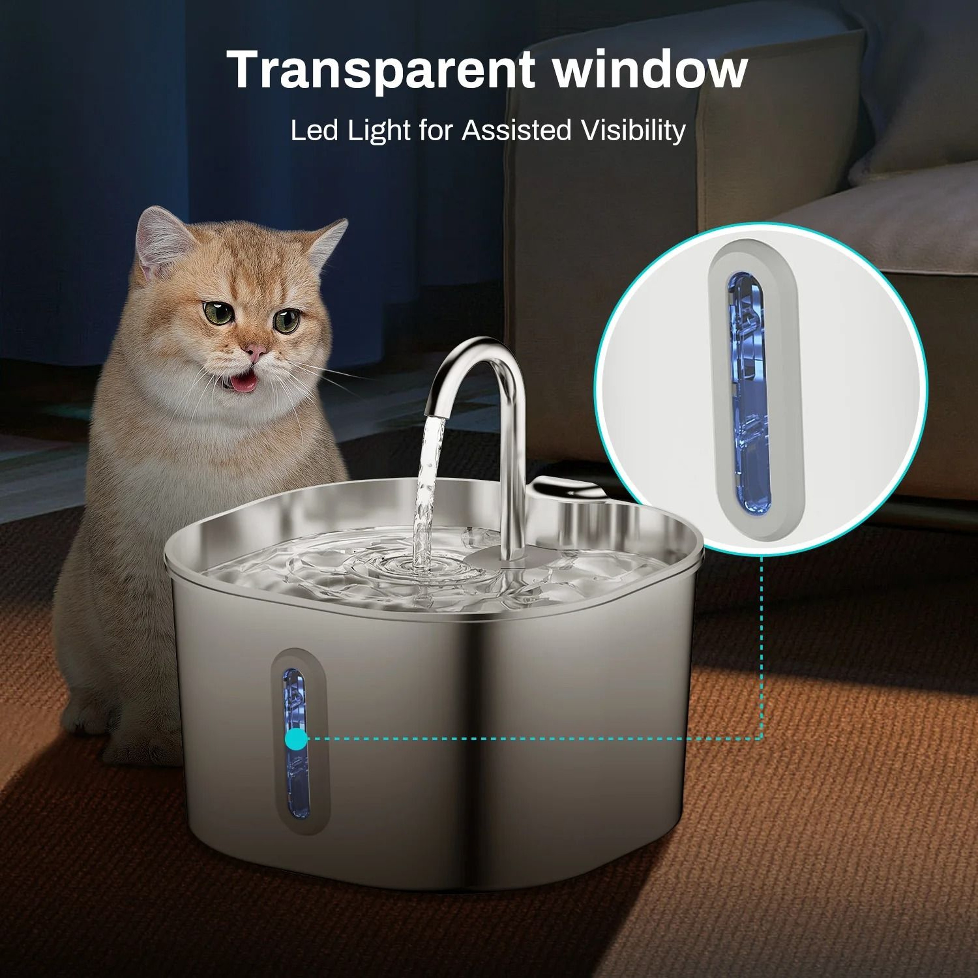 Stainless Steel Pet Water Fountain 22L Quiet Drinking Dispenser For Cats And Dogs 4
