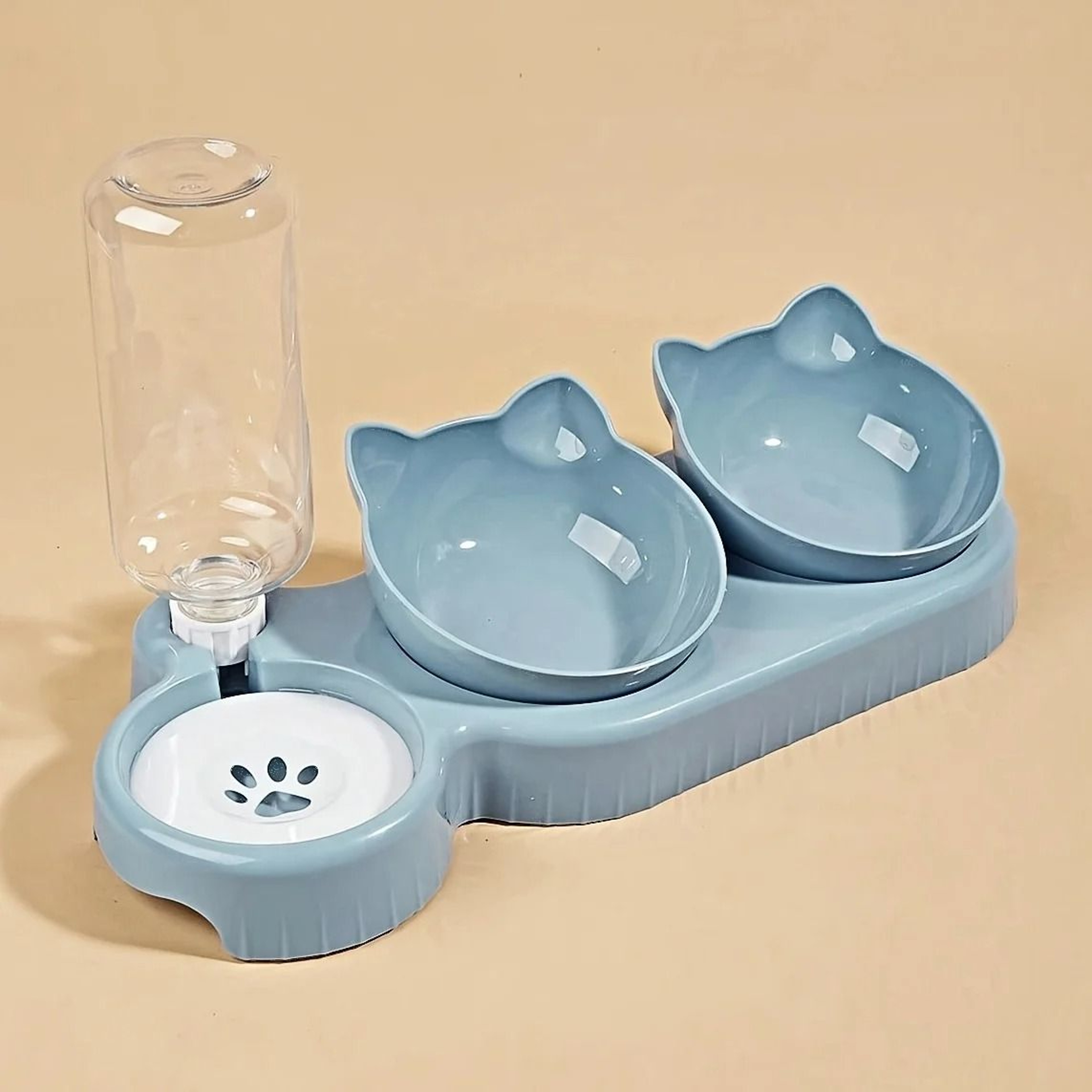Pet Bowls With Water Feeder 3 In 1 Cat Water And Food Bowl Set With Gravity Water Bottle 8