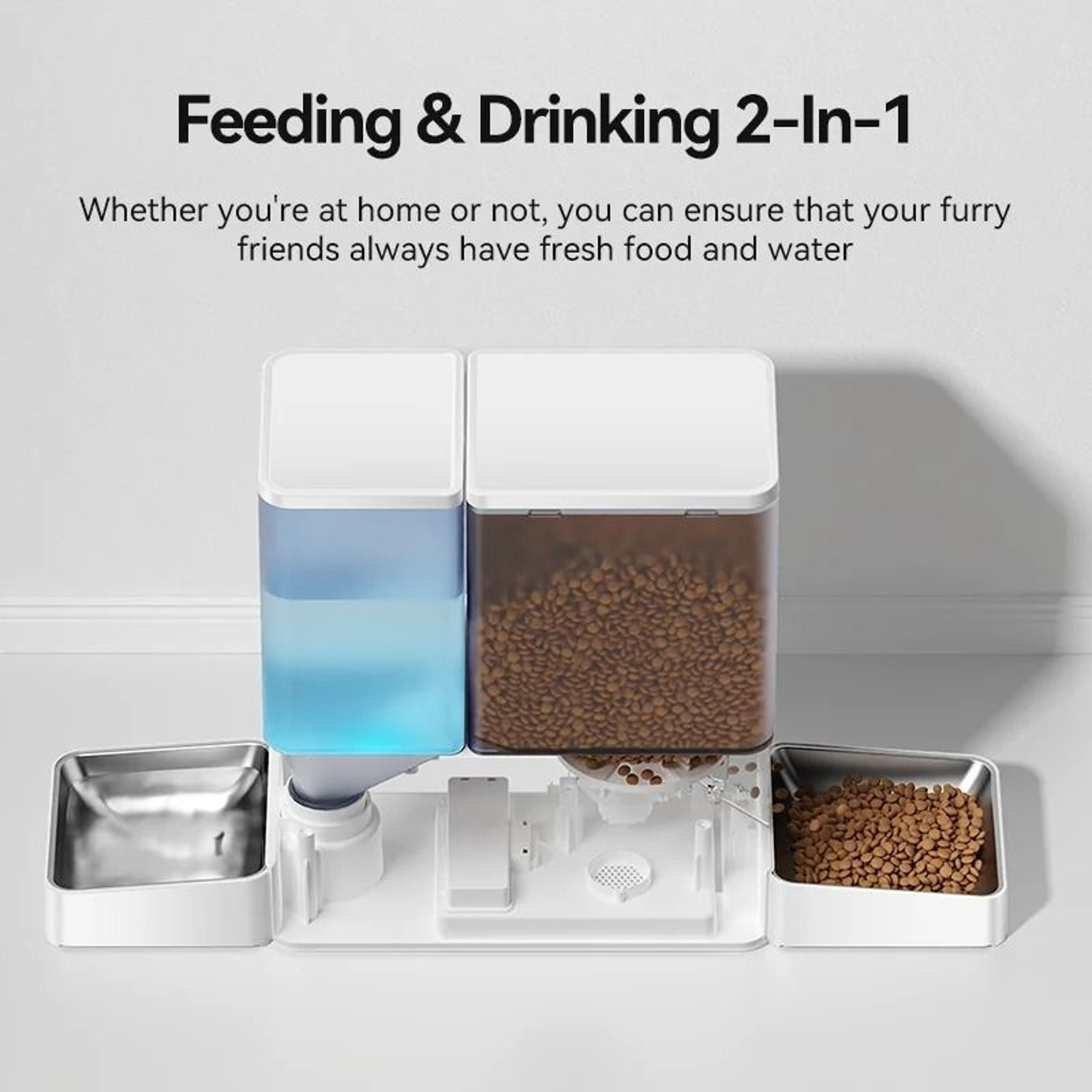 Automatic Pet Feeder And Water Fountain 85L Button Version For Cats And Dogs 1