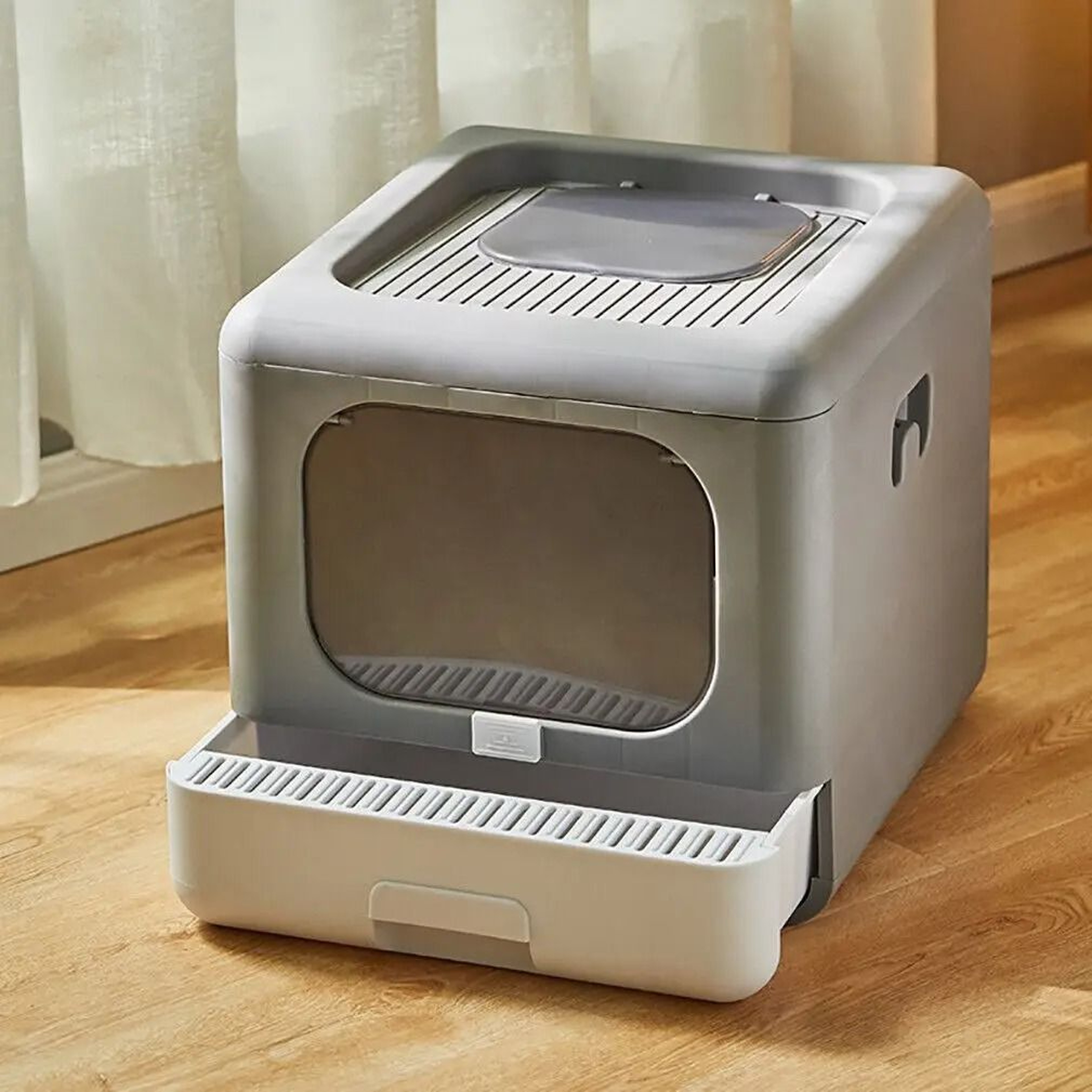 Cat Litter Box With Scoop And Tray Sifting Enclosed Foldable Kitten Toilet 1