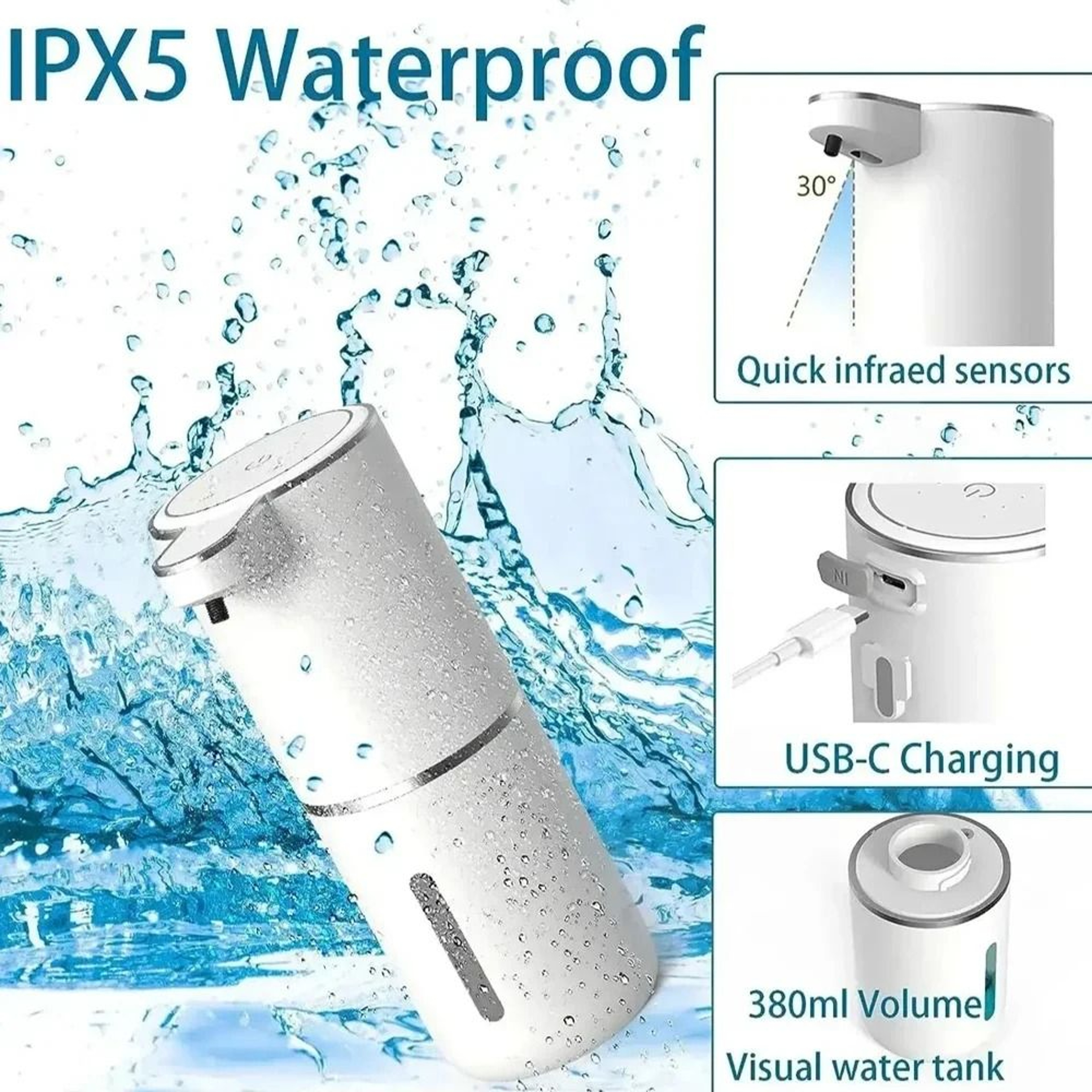 Automatic Soap Dispenser Touchless Foaming Soap Dispenser 350ml USB Rechargeable 3