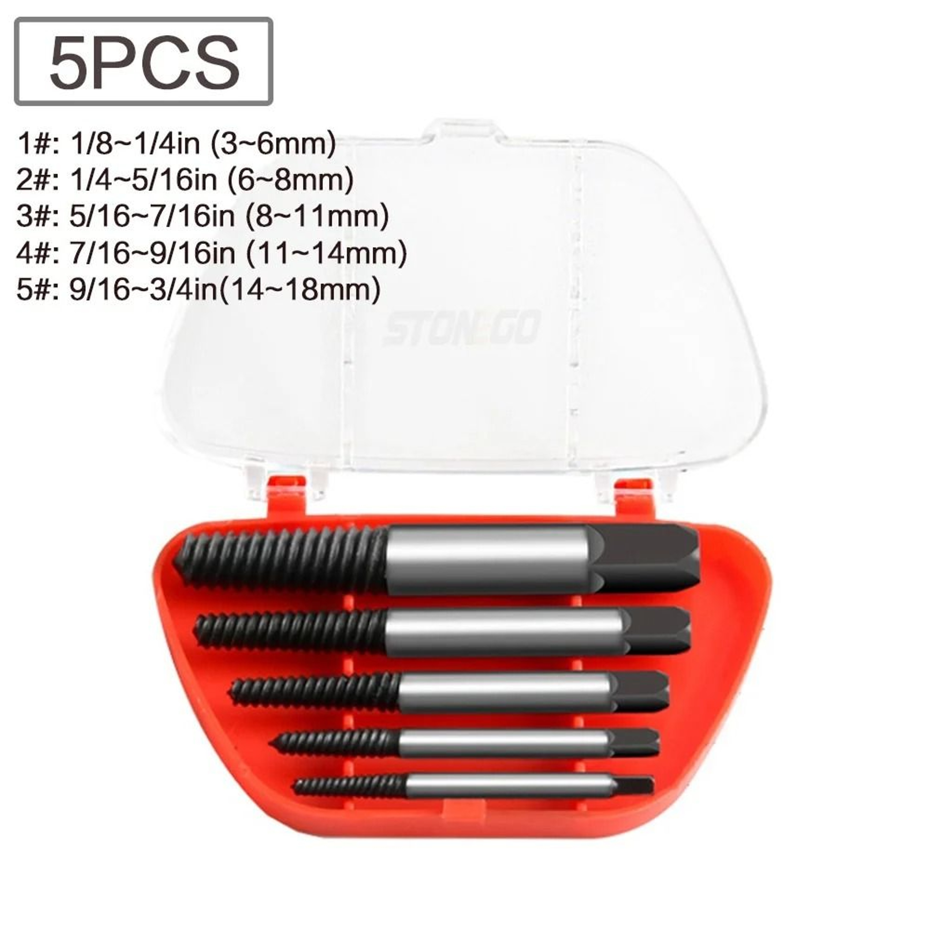 STONEGO Screw Extractor Drill Bit Set Carbon Steel Double Sided Broken Screw Removal Kit 6