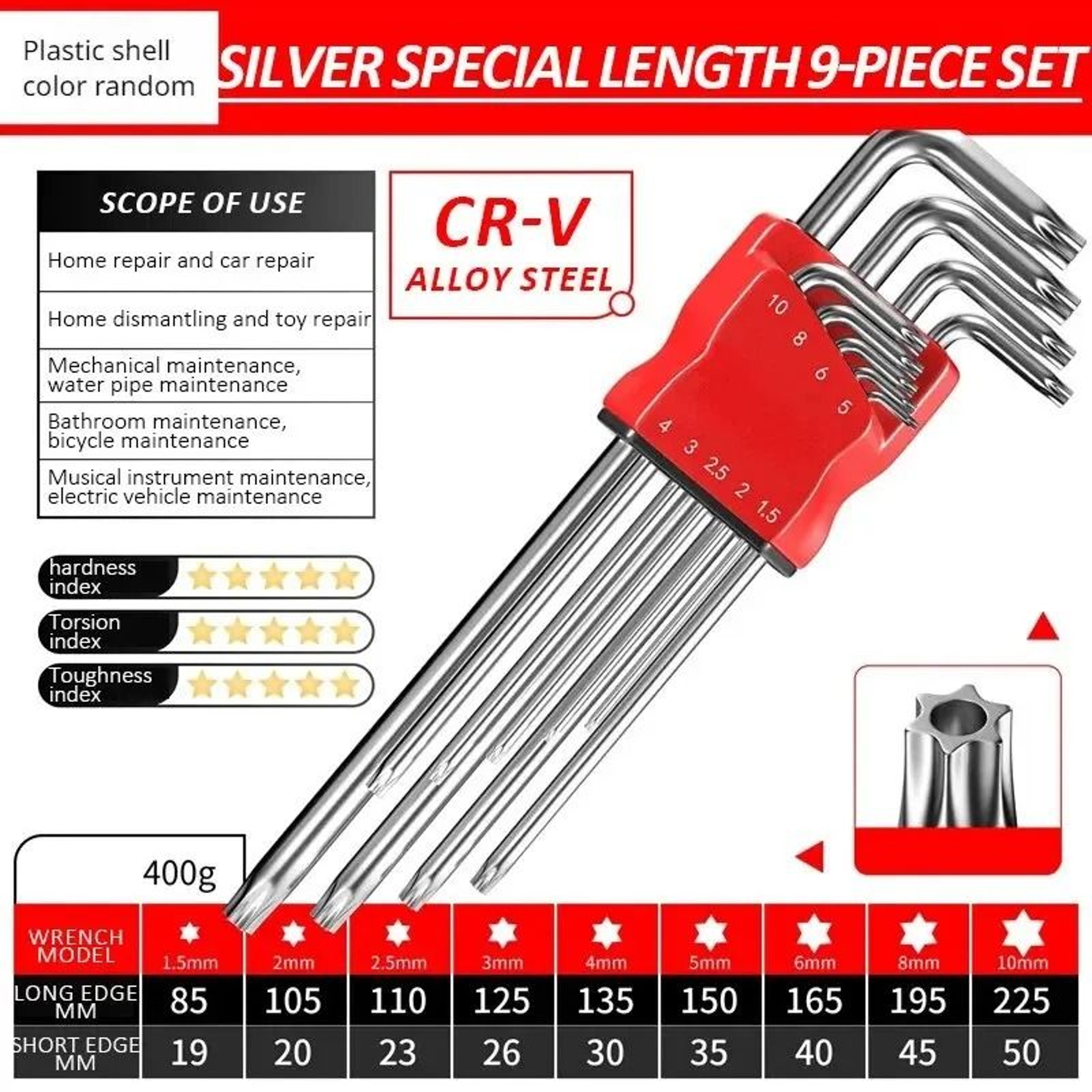 High Strength Hex Wrench Set Kimihide Spanner Hex Screwdriver Tool 11