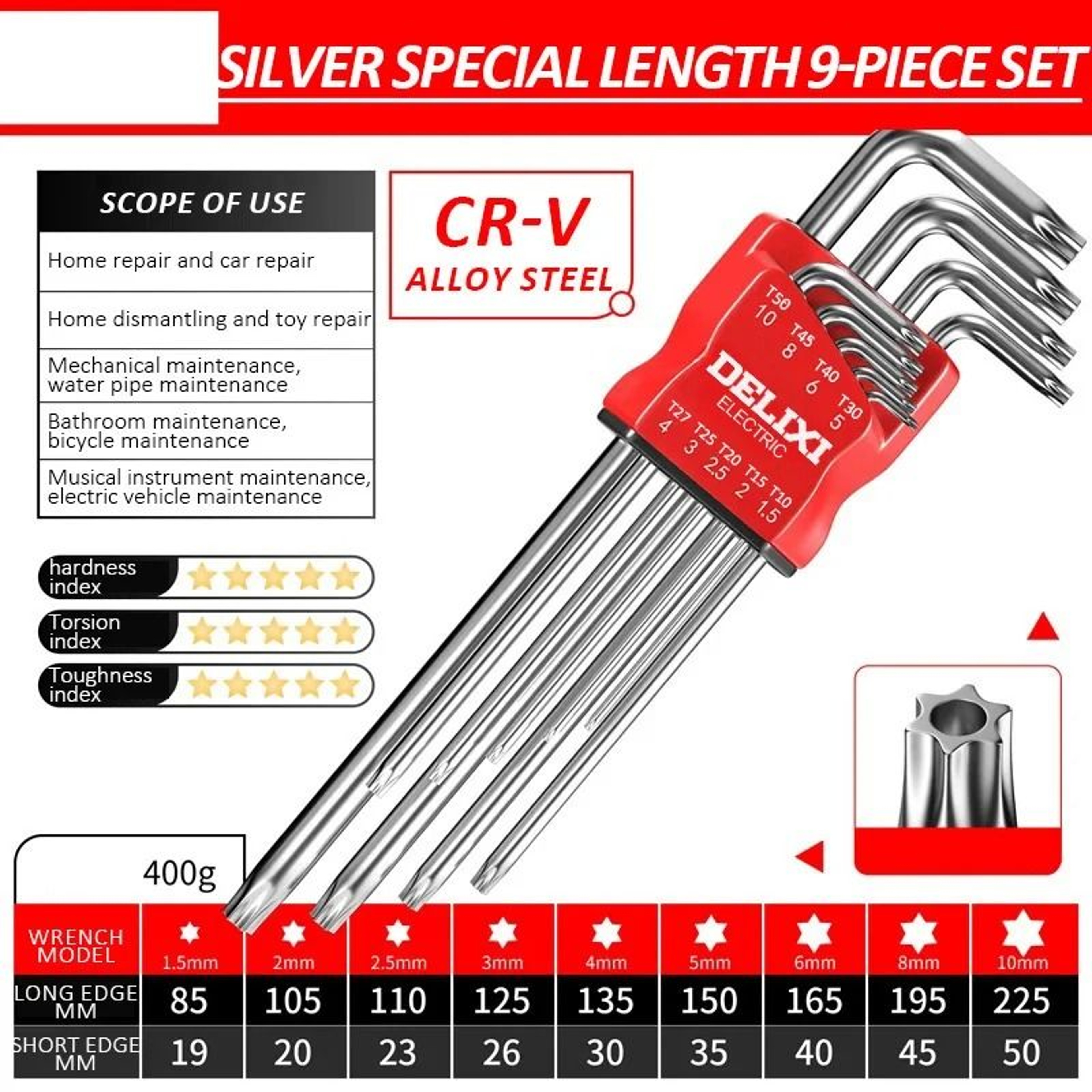 DELIXI Electric Allen Key Set Universal Hex Wrench Metric For Motorcycles And Bicycles 11