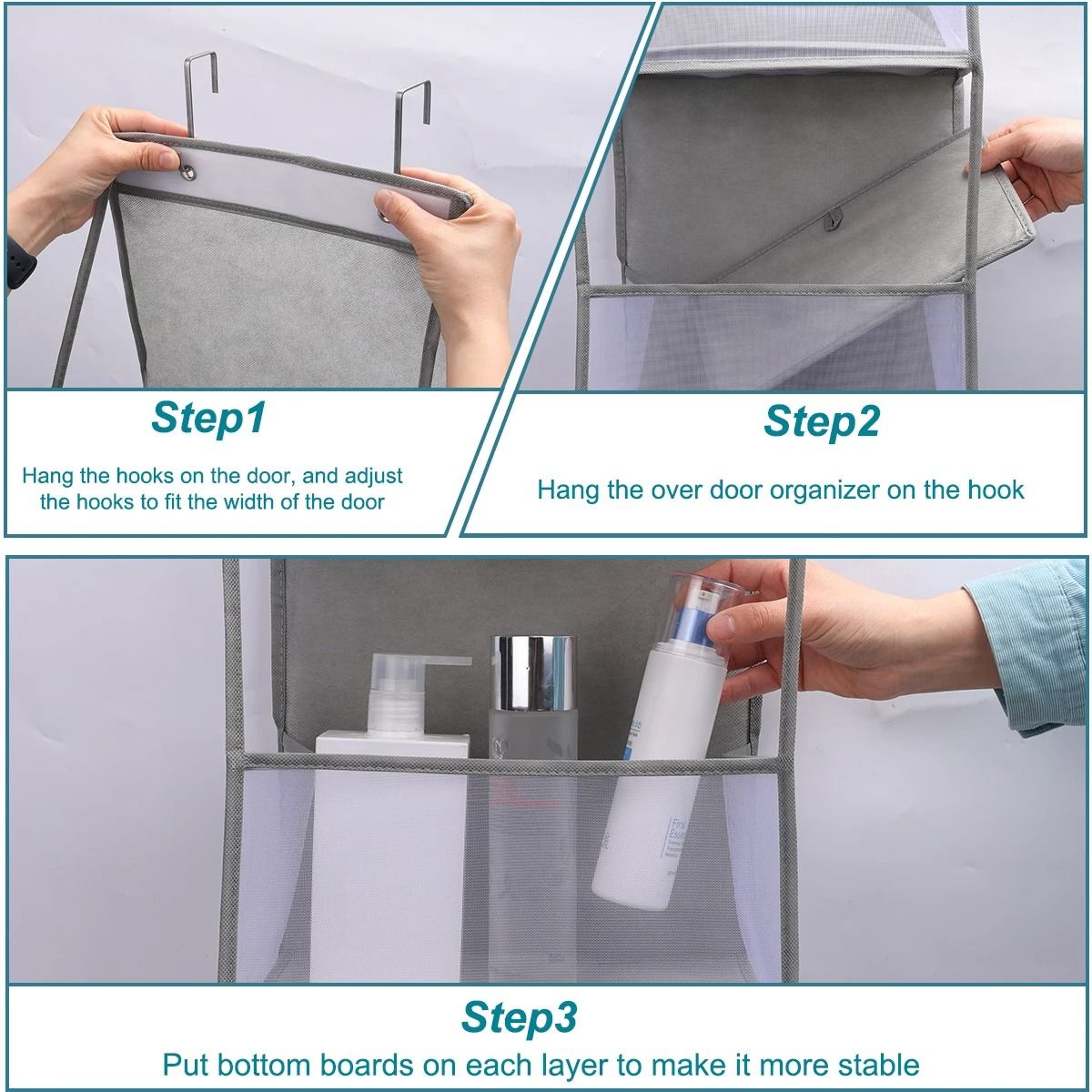 Over The Door Hanging Organizer 4 Layer Or 6 Layer Storage Bag For Cosmetics Bathroom Closet 2