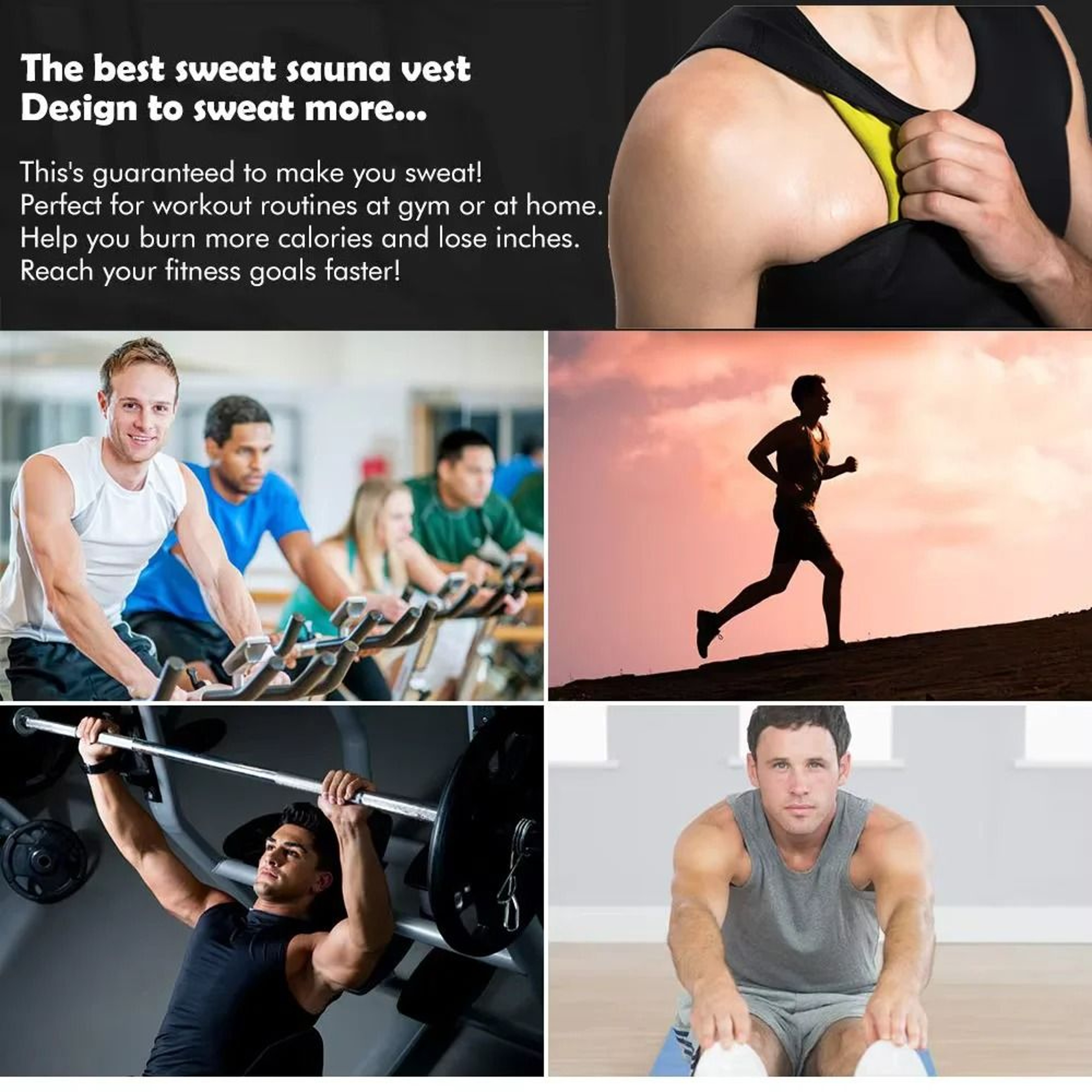Men Training T Shirts Sauna Effect Sports Vest Exercise Tops Fitness Clothes Slimming Weight Loss S 2