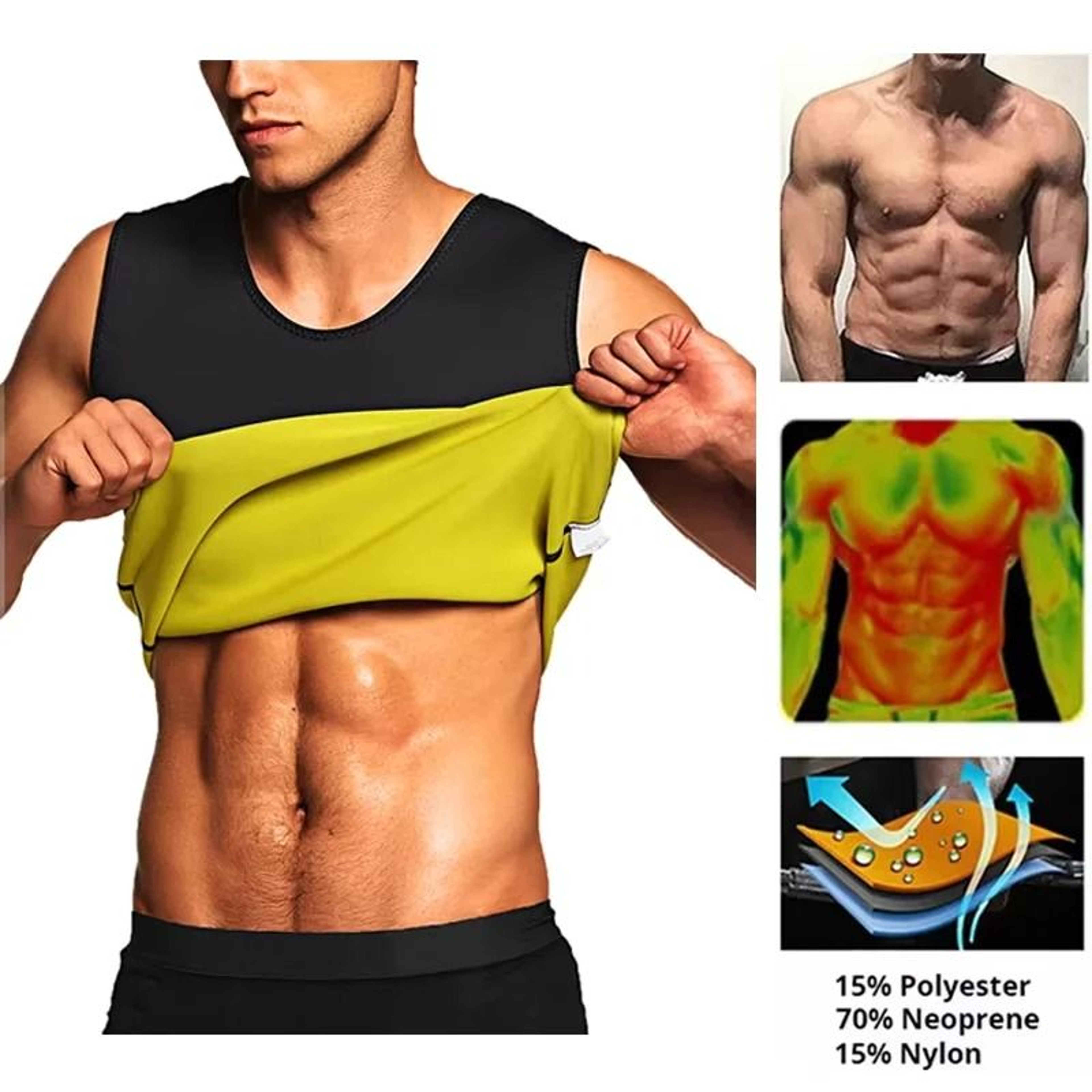 Men Training T Shirts Sauna Effect Sports Vest Exercise Tops Fitness Clothes Slimming Weight Loss S 3