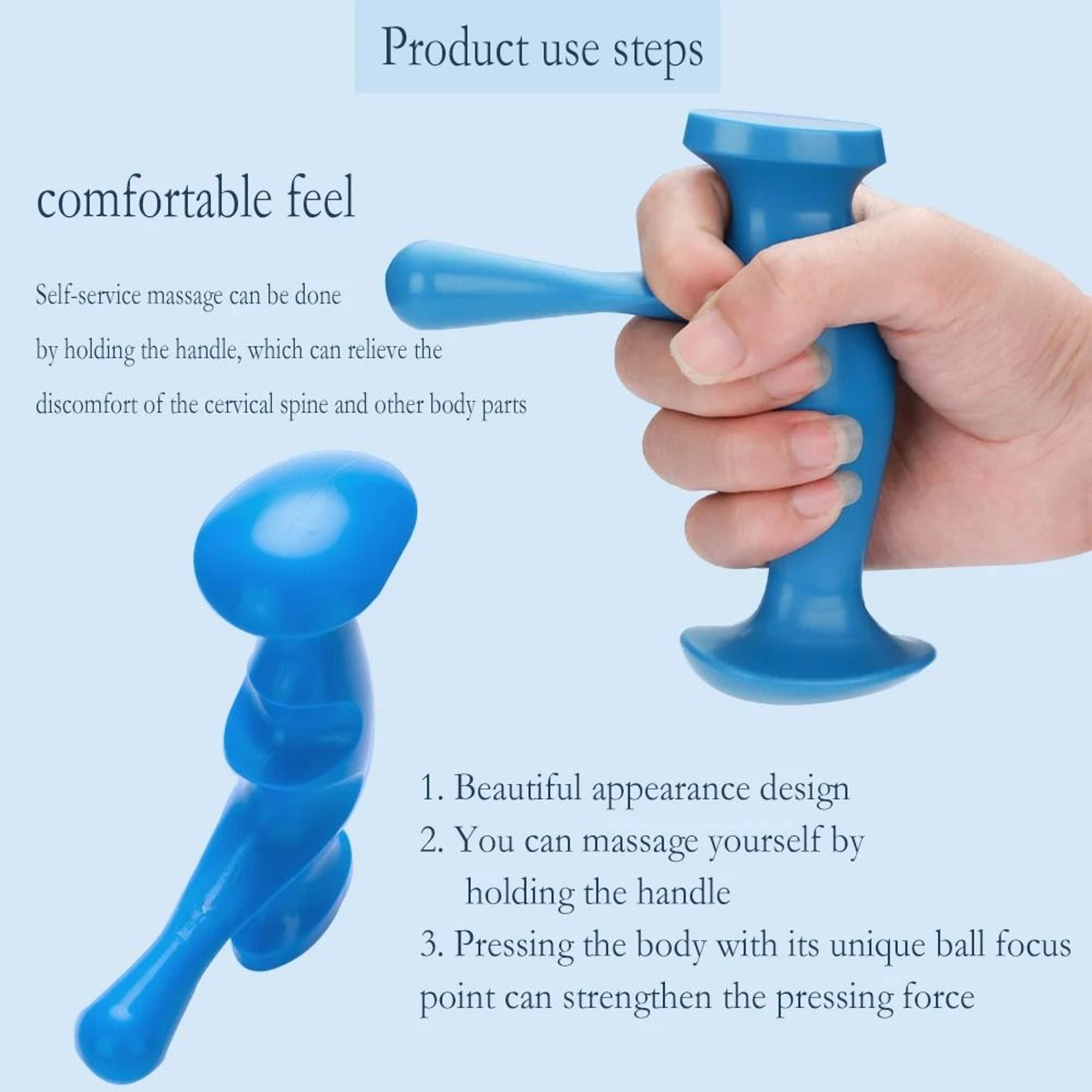T Shaped Manual Massager Trigger Point Thumb Finger Pressure Muscle Relax Tool 1