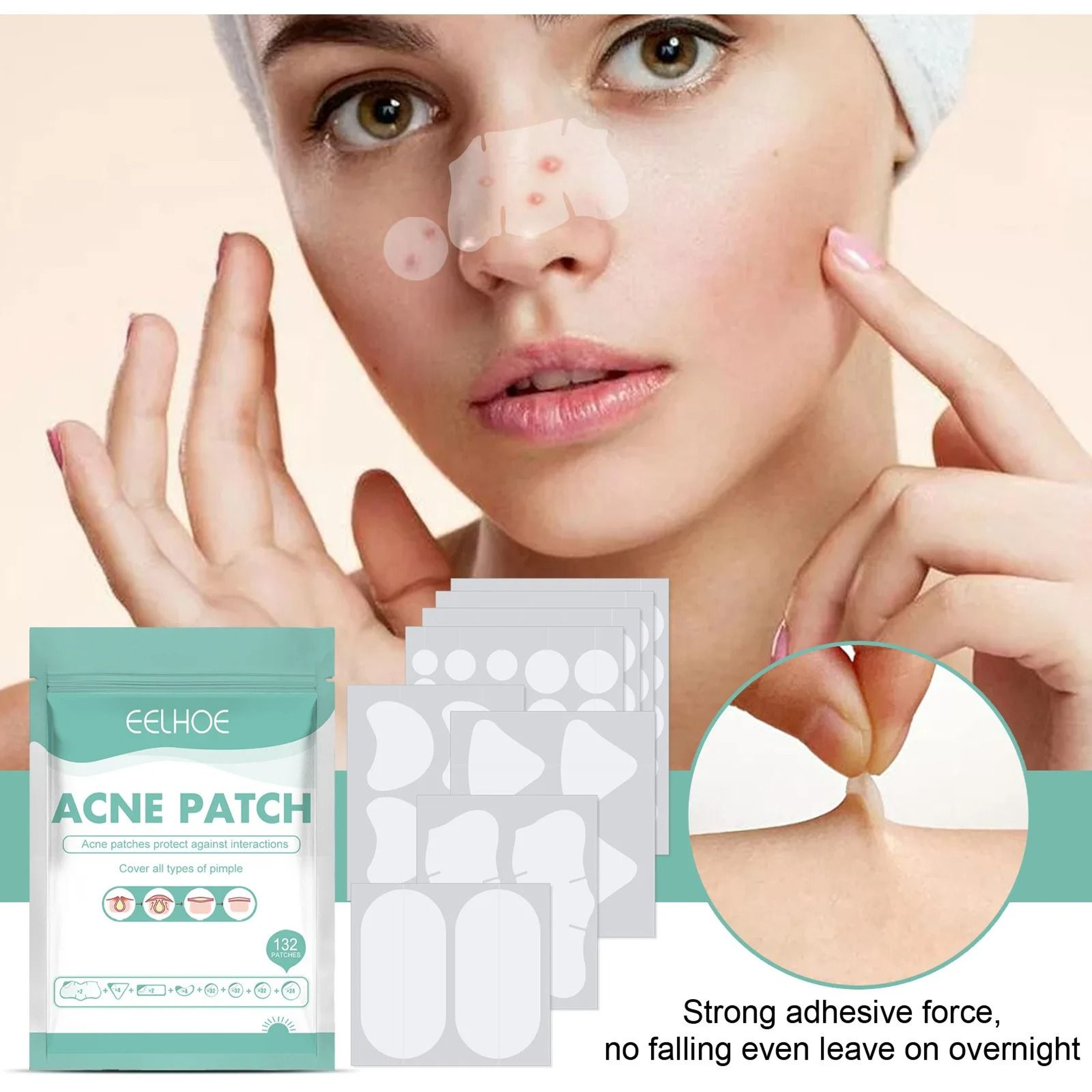 Acne Pimple Patches 132 PCS Hydrocolloid Invisible Skin Care Stickers 0