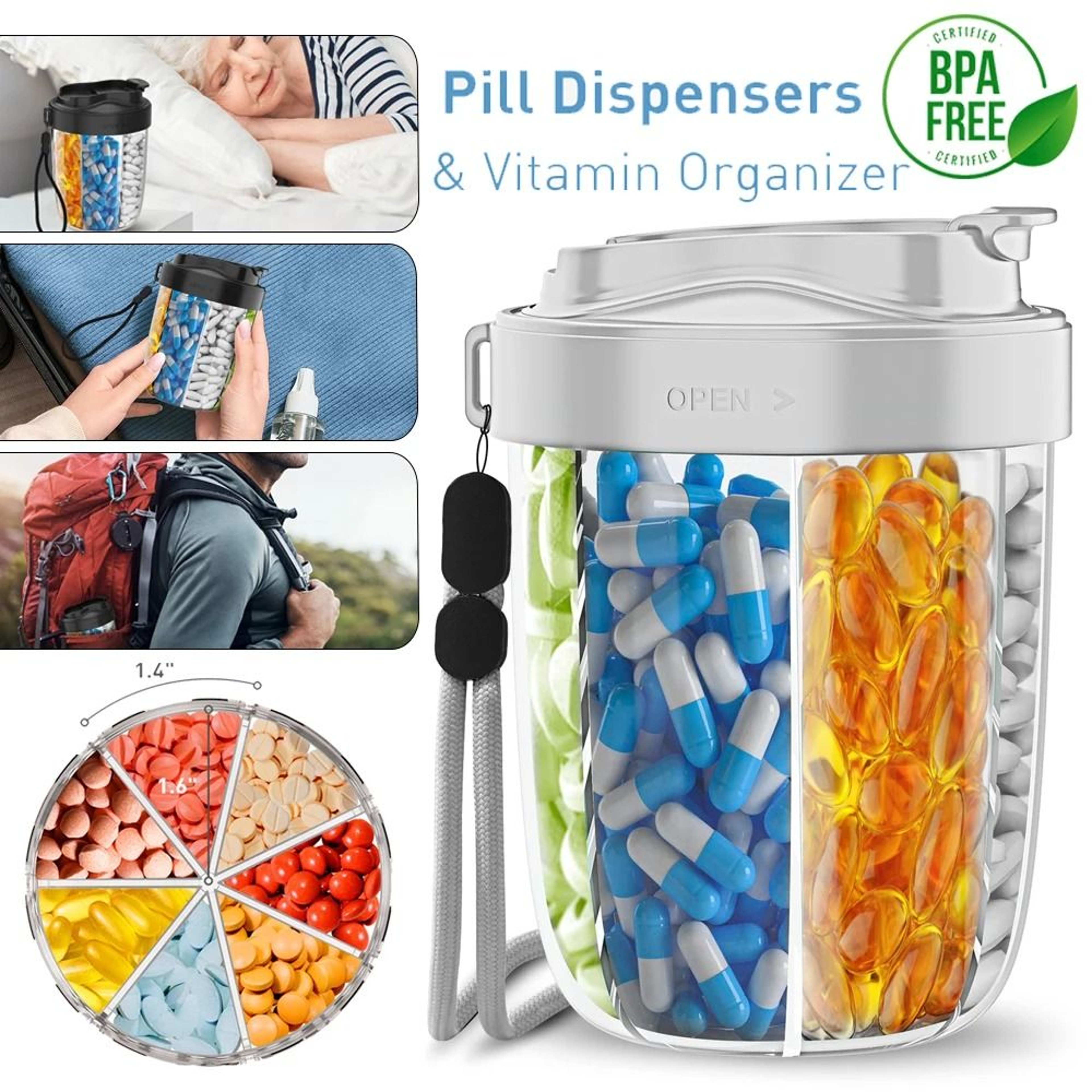 Weekly Monthly Pill Organizer Travel Pill Box With 7 Large Compartments 0