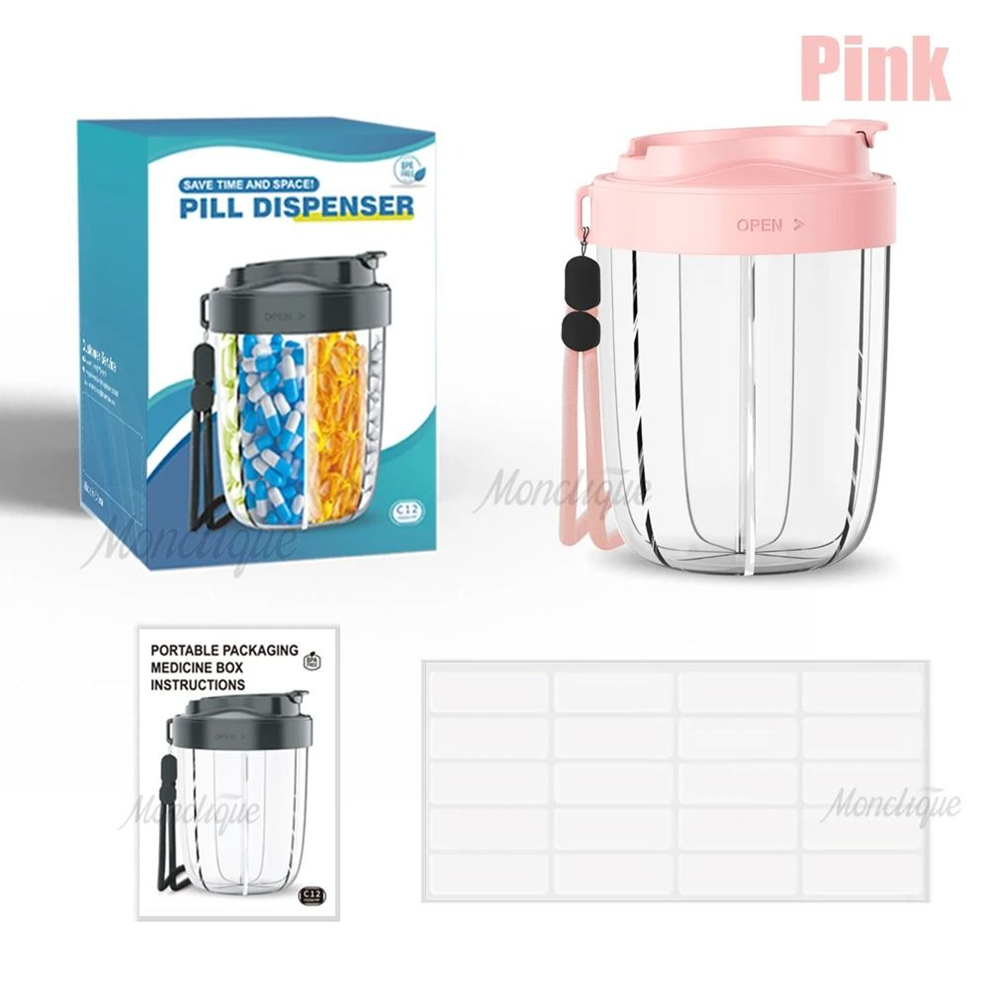Weekly Monthly Pill Organizer Travel Pill Box With 7 Large Compartments 9