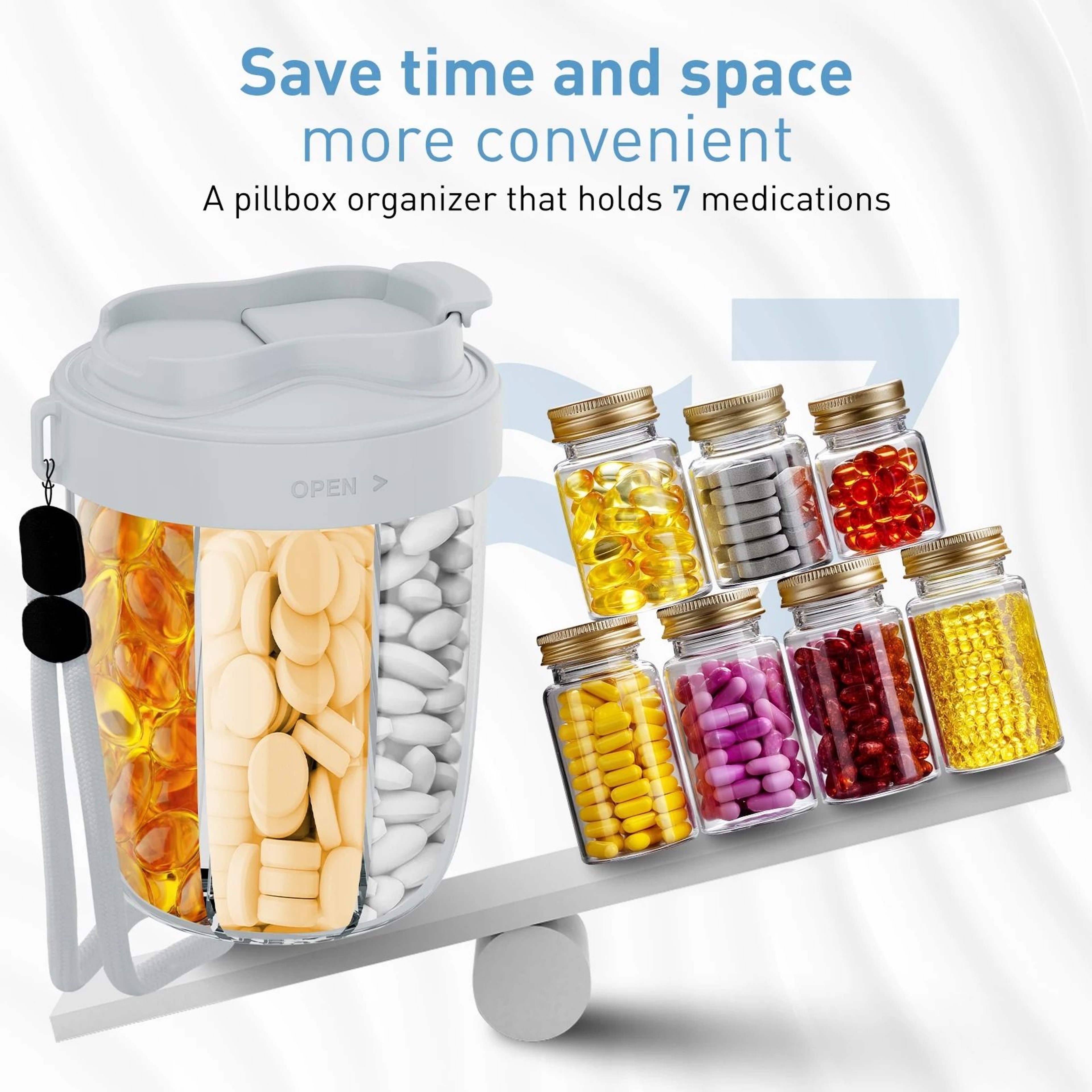Weekly Monthly Pill Organizer Travel Pill Box With 7 Large Compartments 3