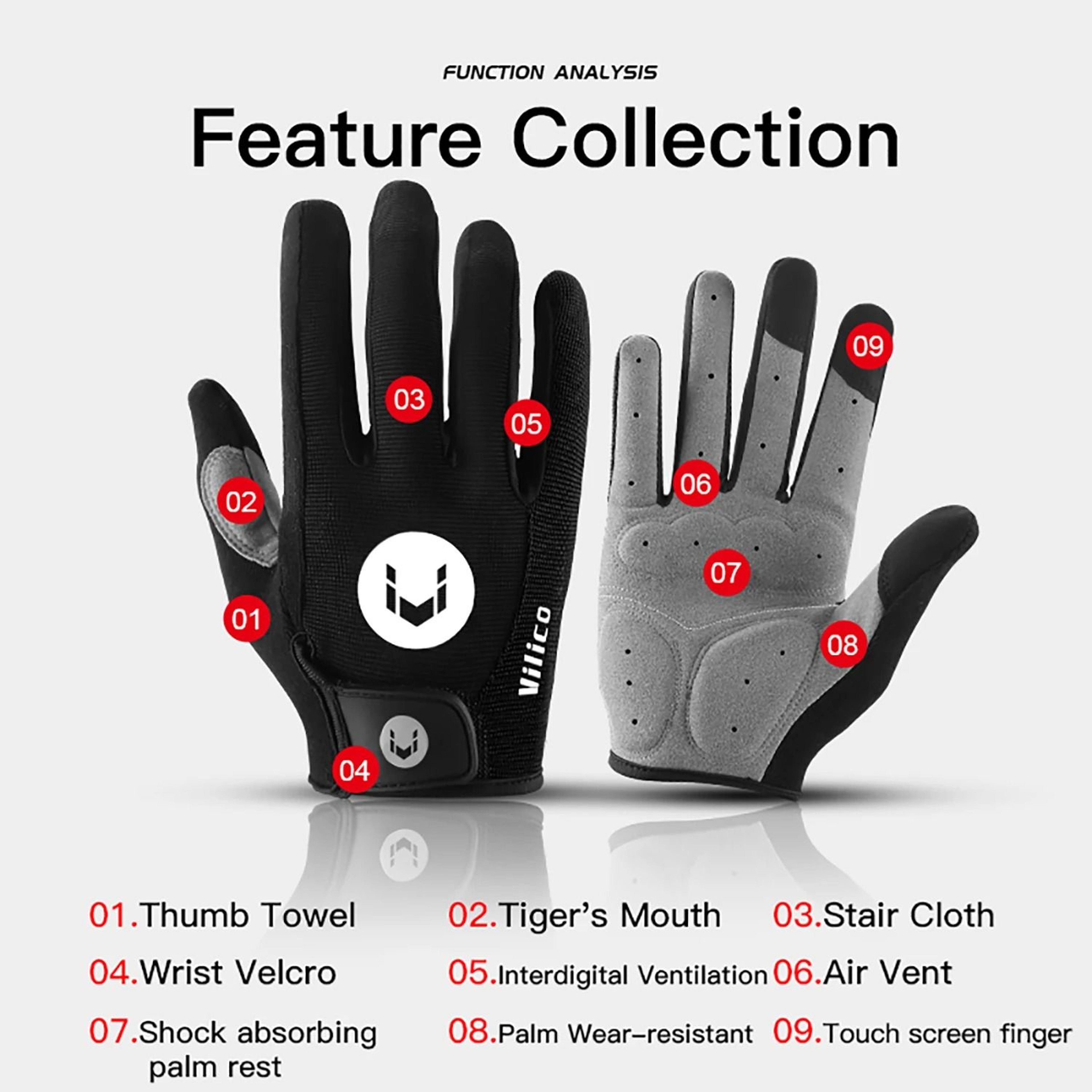 Cycling Full Finger Anti Slip Gloves With Shock Absorption And Breathable Padding 3