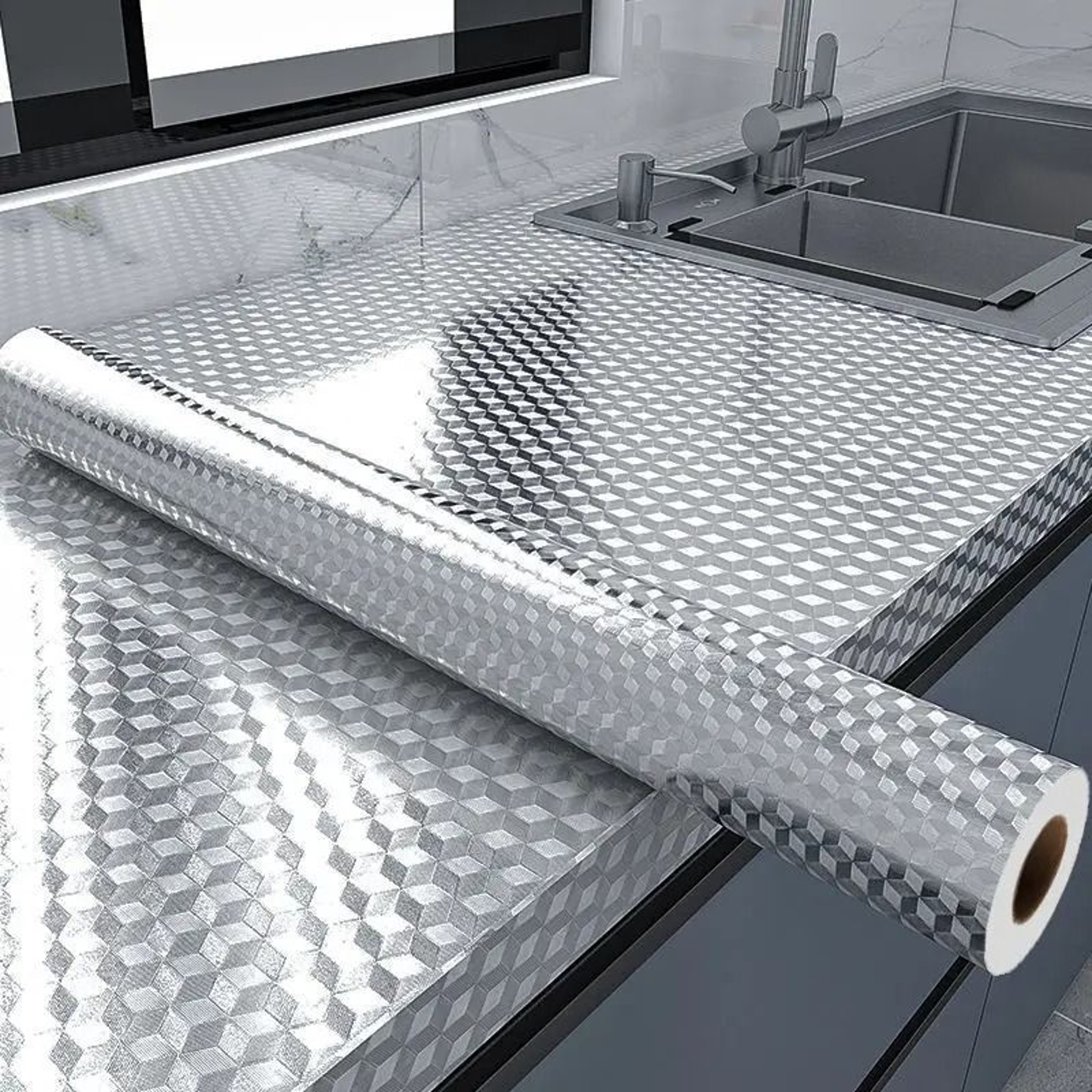 Aluminum Foil Kitchen Oil Proof Self Adhesive Sticker 40x300 Cm 0