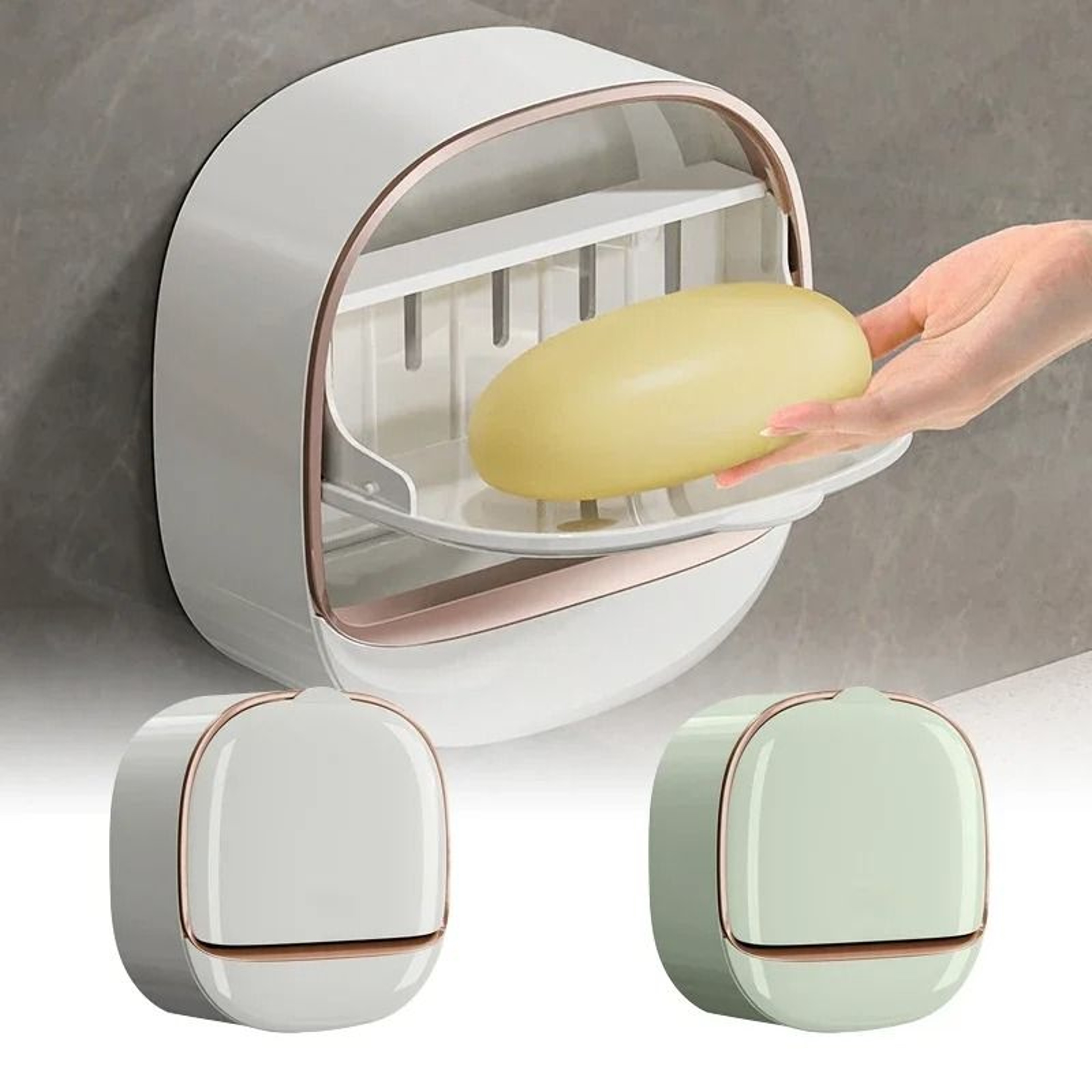 Wall Mounted Waterproof Soap Box With Lid For Bathroom Storage 0