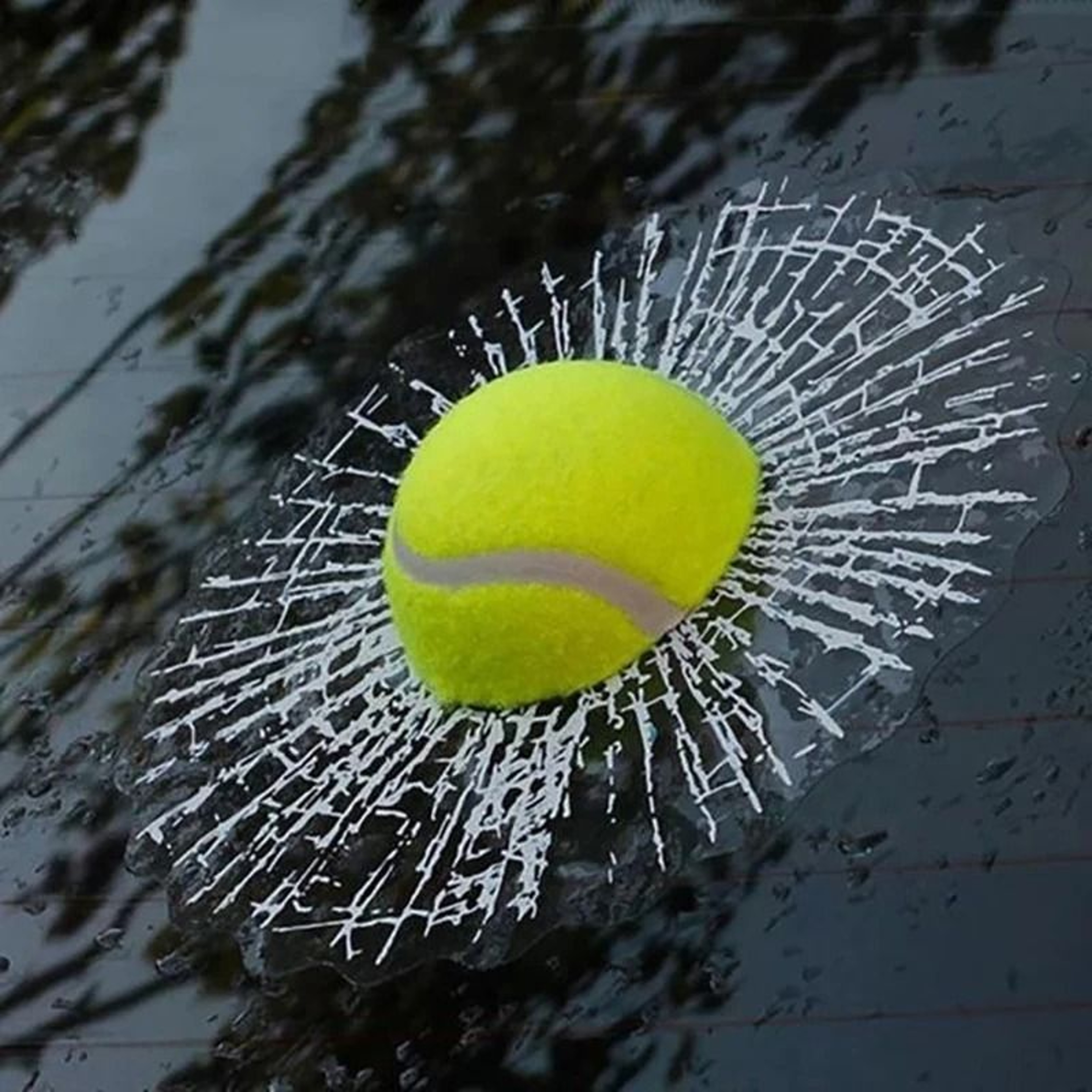 3D Sports Ball Car Window Sticker Broken Glass Decal 3