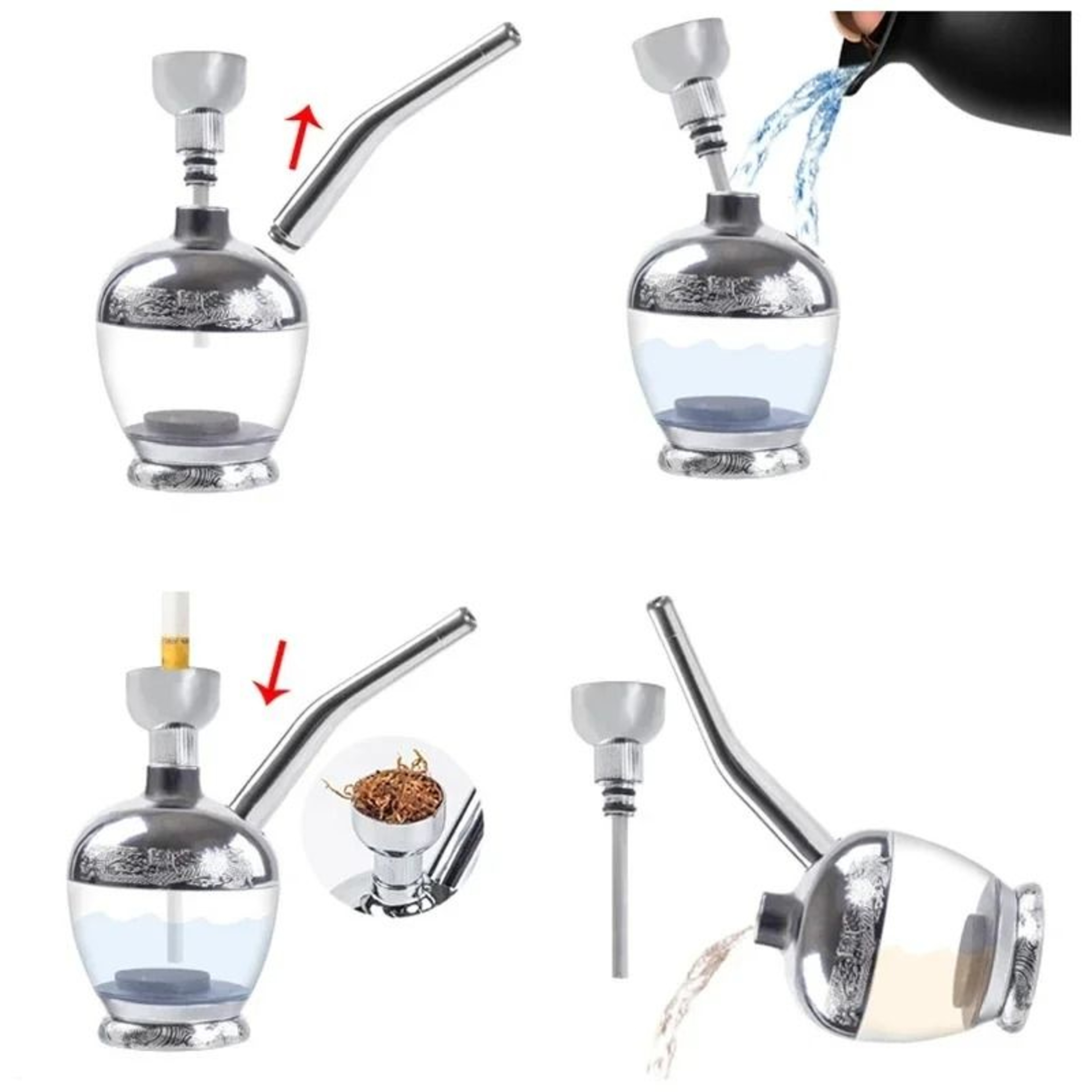 Microfilter Water Smoking Pipe For 8mm Cut Tobacco Portable Tar Reduction Pipe 2